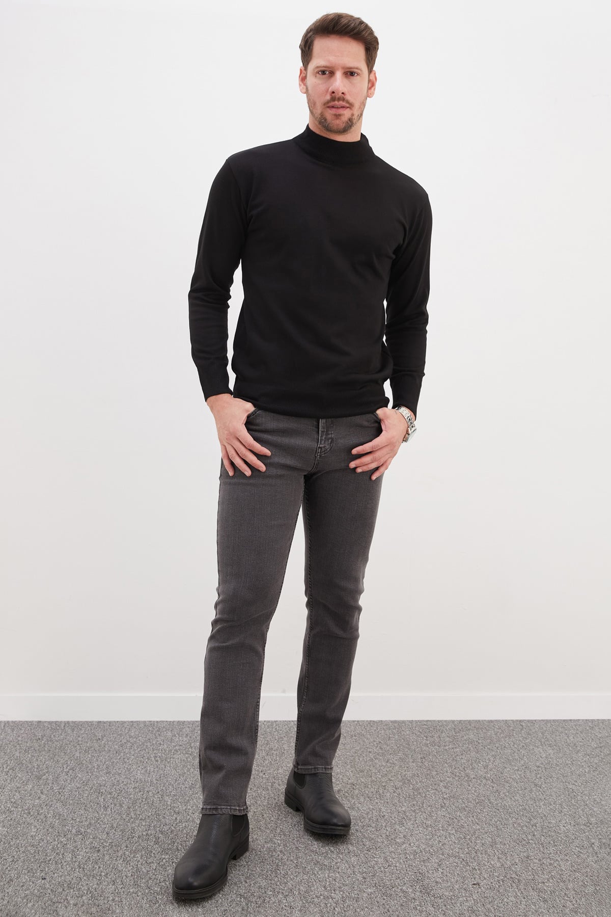 Basic Dik Yaka Regular Fit Triko Kazak 3