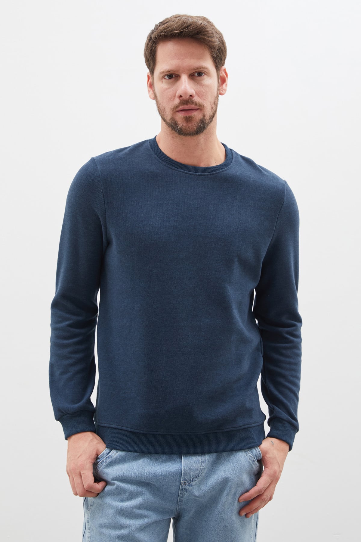 Fitilli Bisiklet Yaka Selanik Örgü Sweatshirt 2