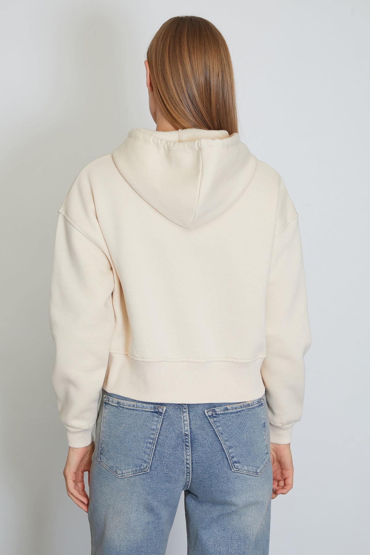 3 İplik Basic Fermuarlı Kapüşonlu Sweatshirt 8