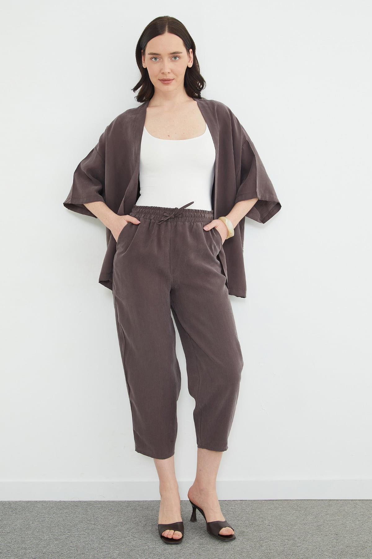 Beli Lastikli Cepli Tencel Kumaş Pantolon 3