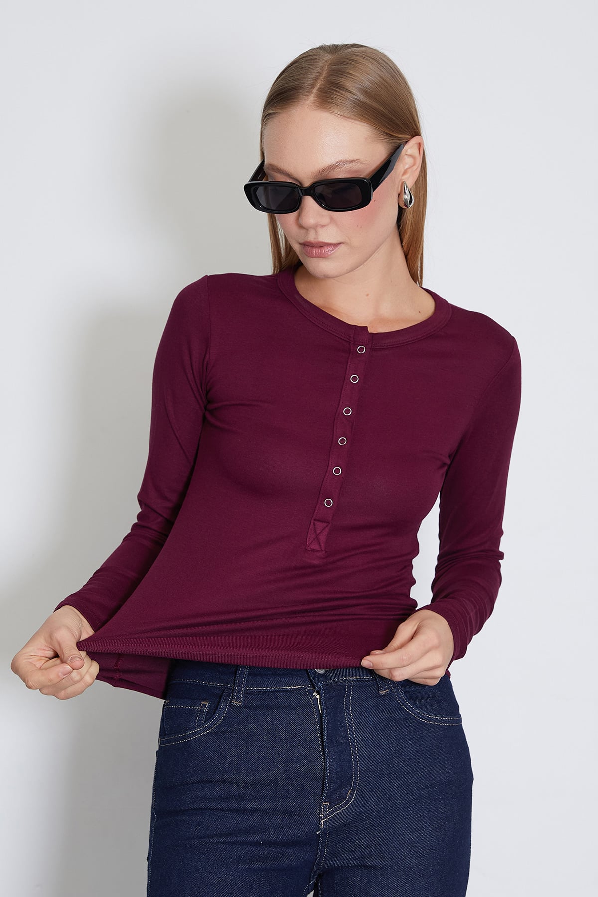 Yarım Çıtçıtlı Slim Fit Bluz 3