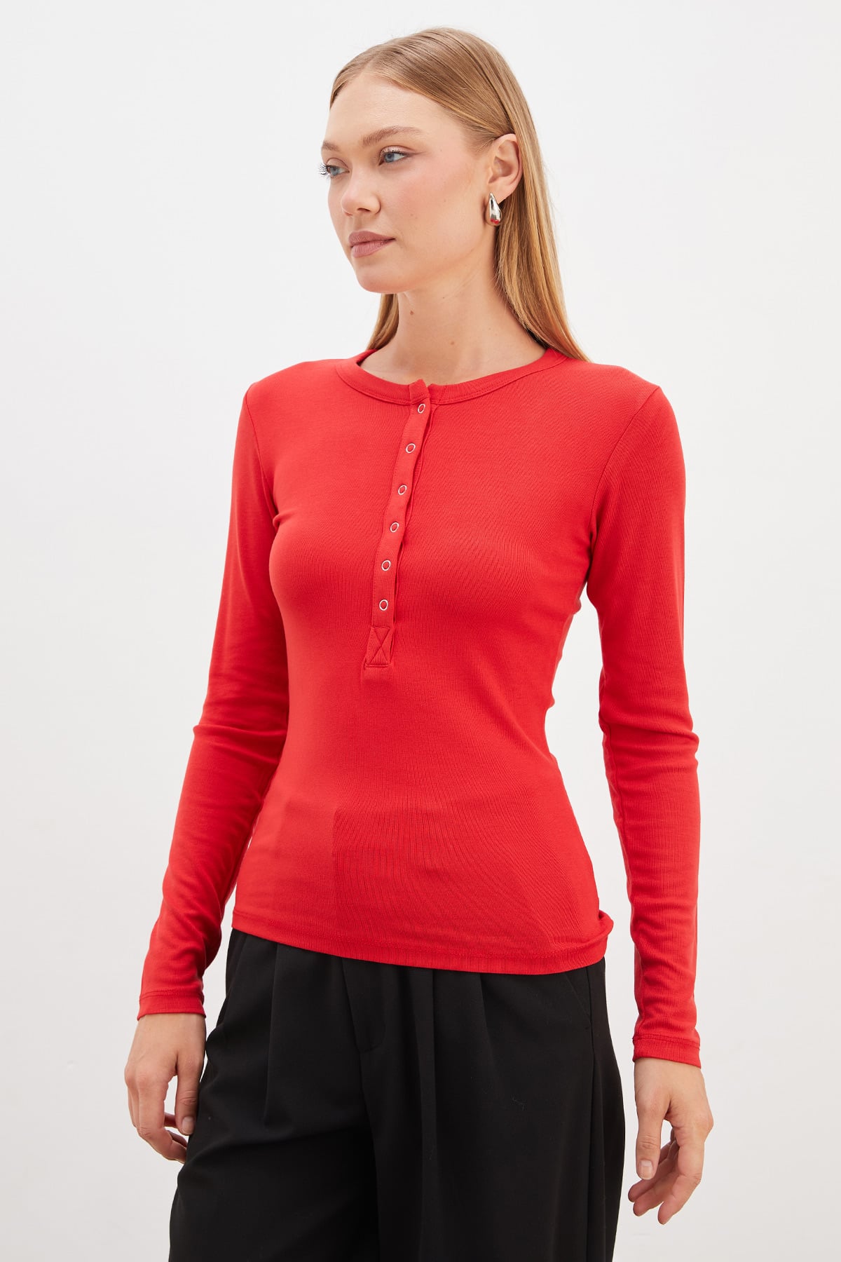 Yarım Çıtçıtlı Slim Fit Bluz 7