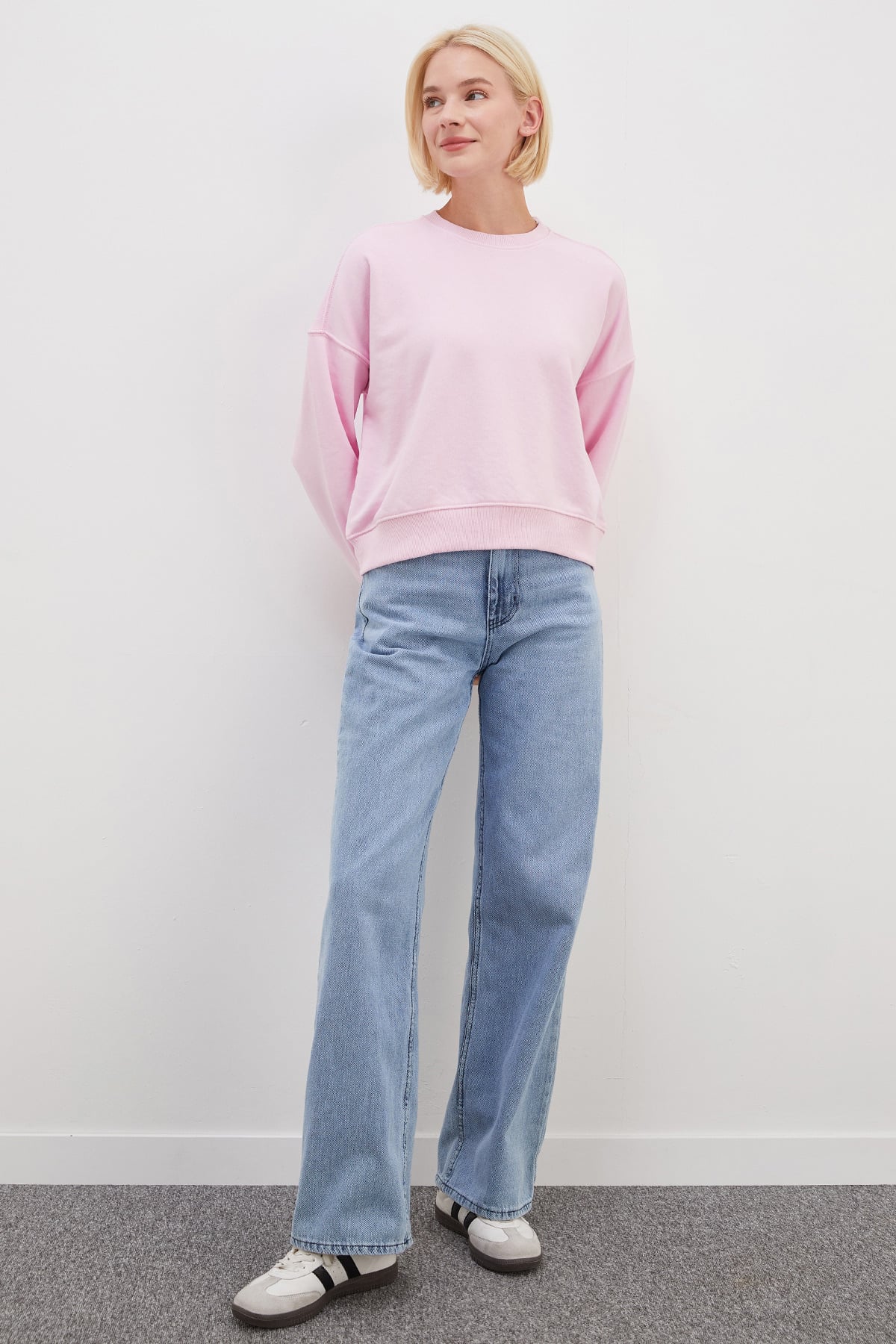 3 İplik Şardonsuz Basic Bisiklet Yaka Sweatshirt 3