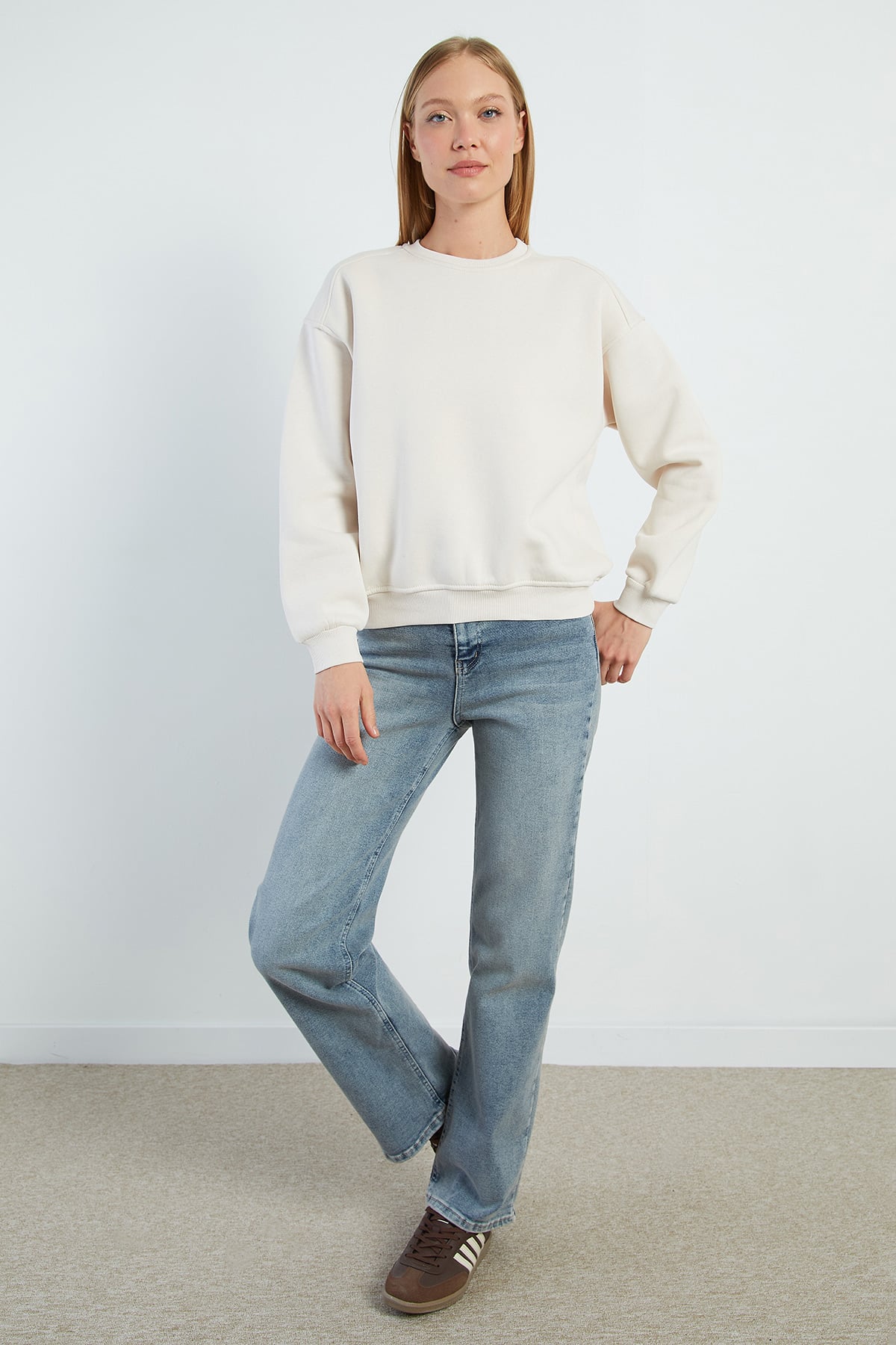 3 İplik Basic Bisiklet Yaka Oversize Sweatshirt 2
