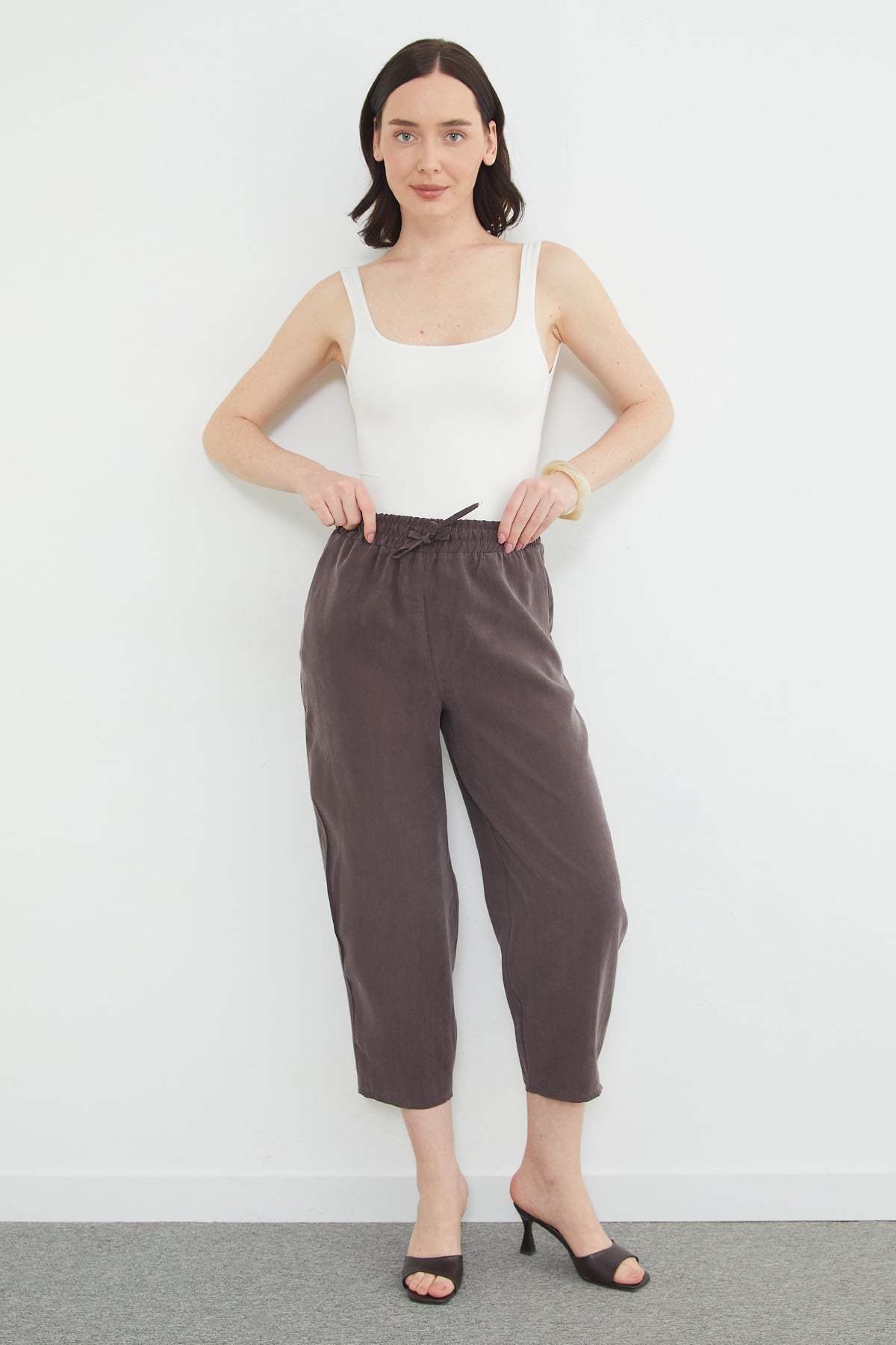 Beli Lastikli Cepli Tencel Kumaş Pantolon 4