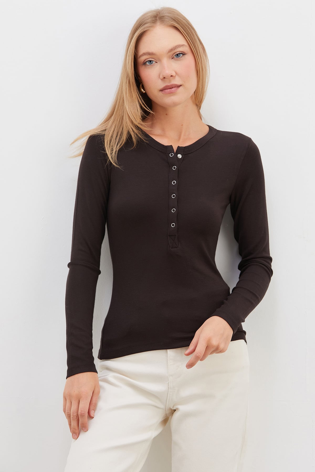 Yarım Çıtçıtlı Slim Fit Bluz 7