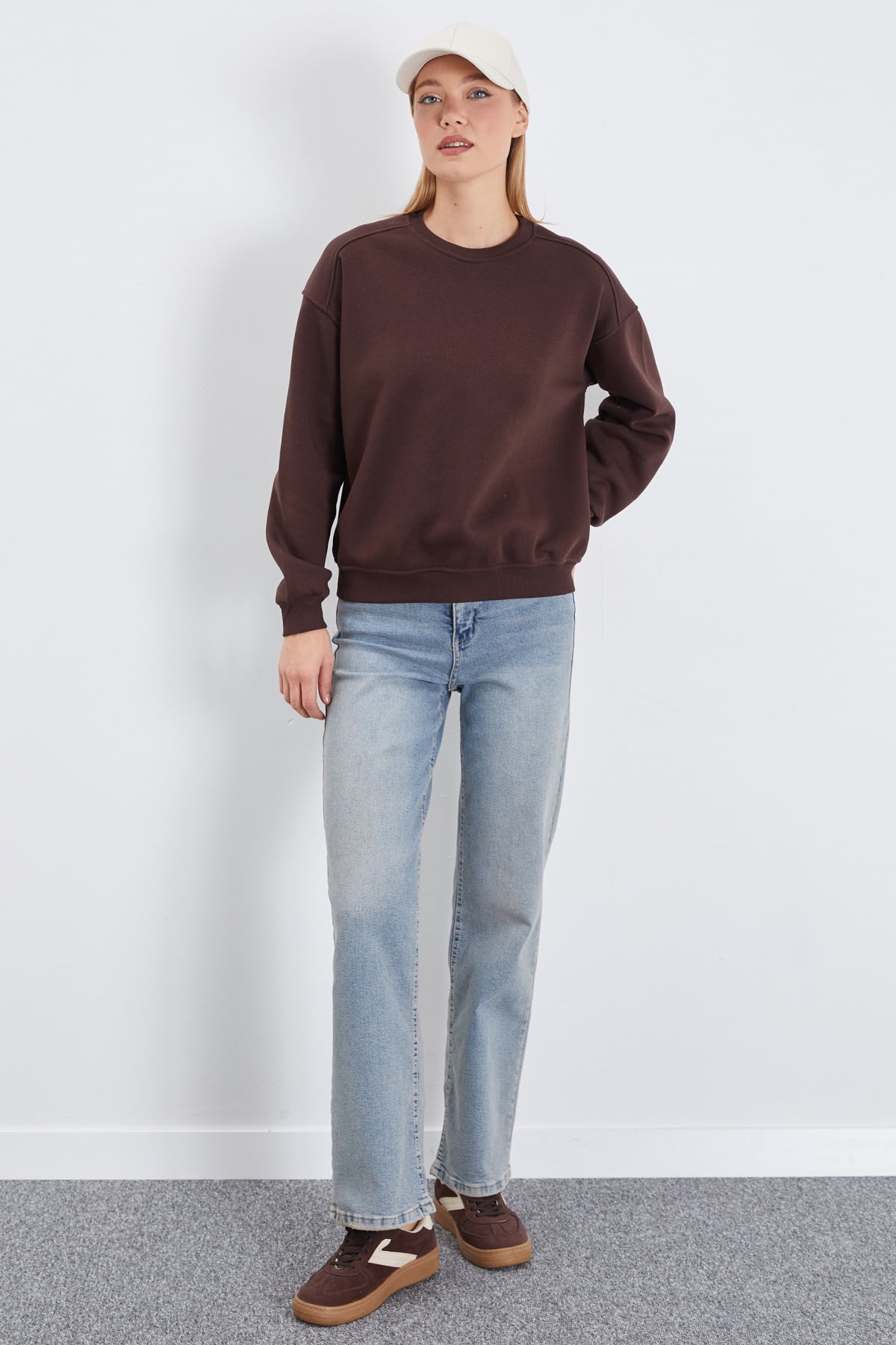 3 İplik Basic Bisiklet Yaka Oversize Sweatshirt 5