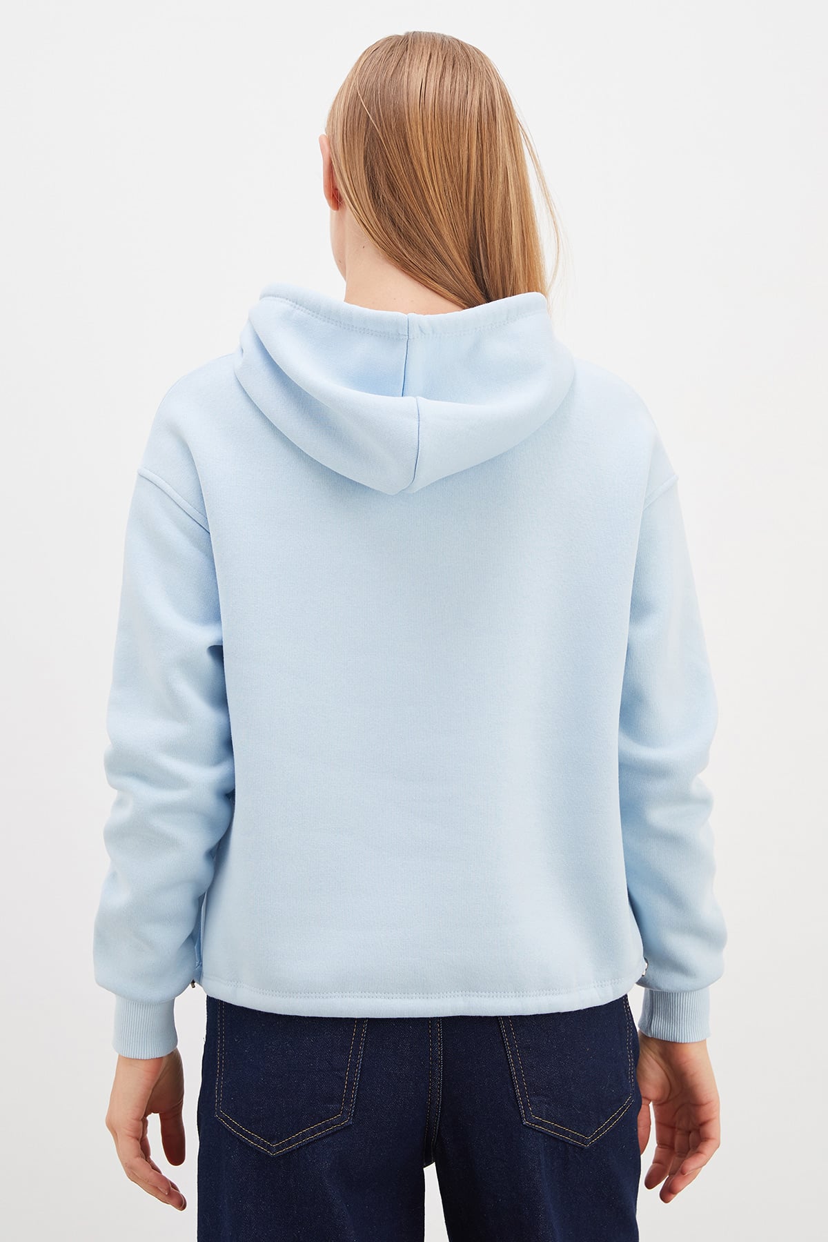 Erkek Siyah 3 İplik Kalp Nakışlı Kapüşonlu Stoperli Sweatshirt 8