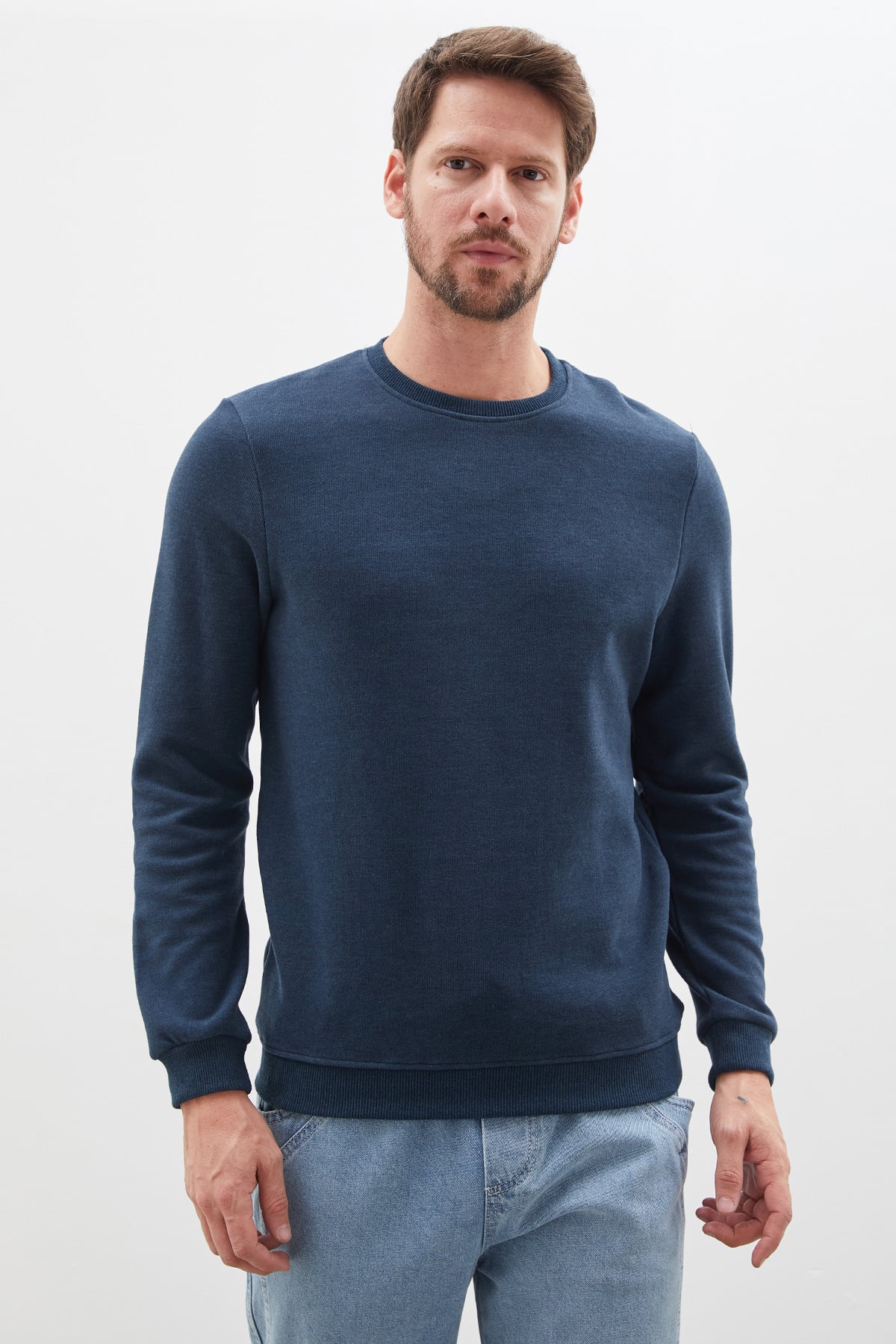 Fitilli Bisiklet Yaka Selanik Örgü Sweatshirt 5