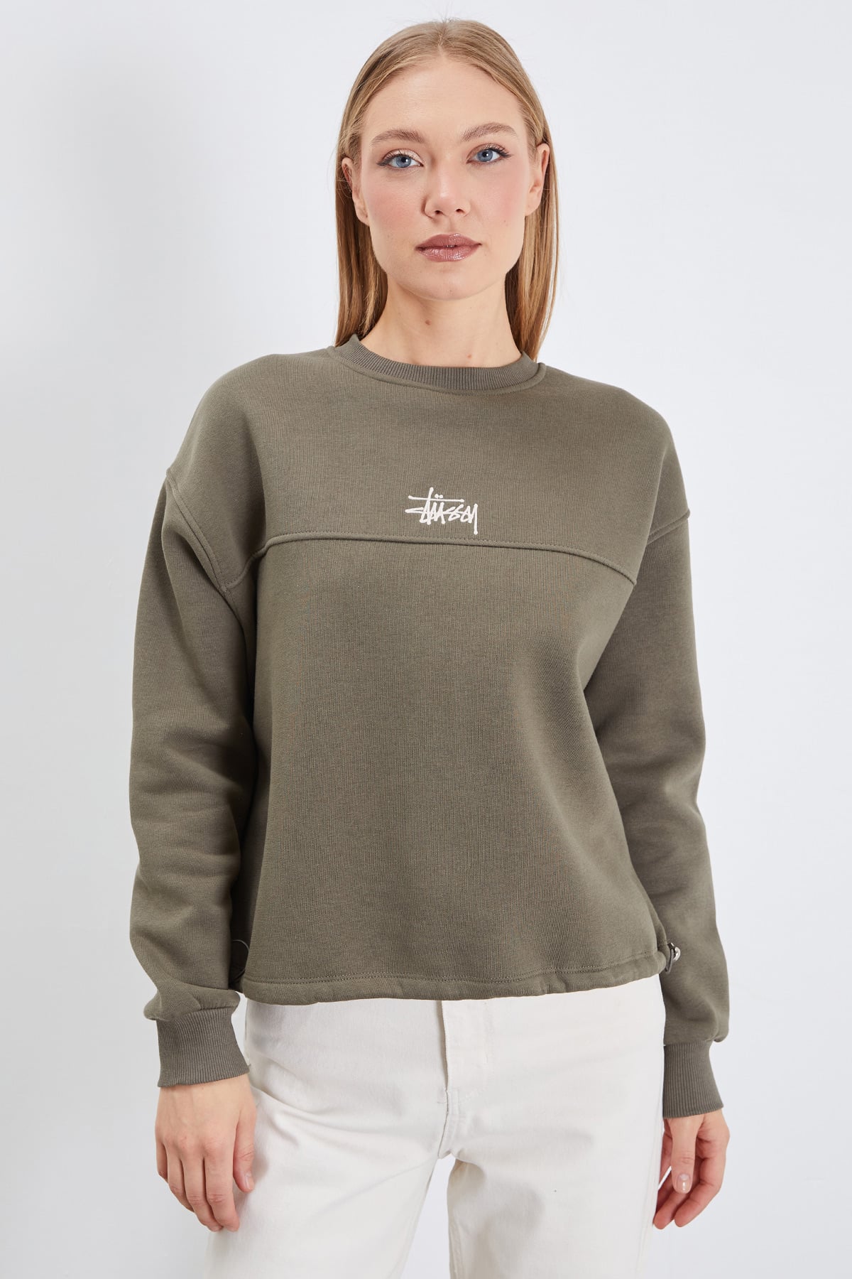 3 İplik İmza Nakışlı Stoperli Oversize Sweatshirt 2