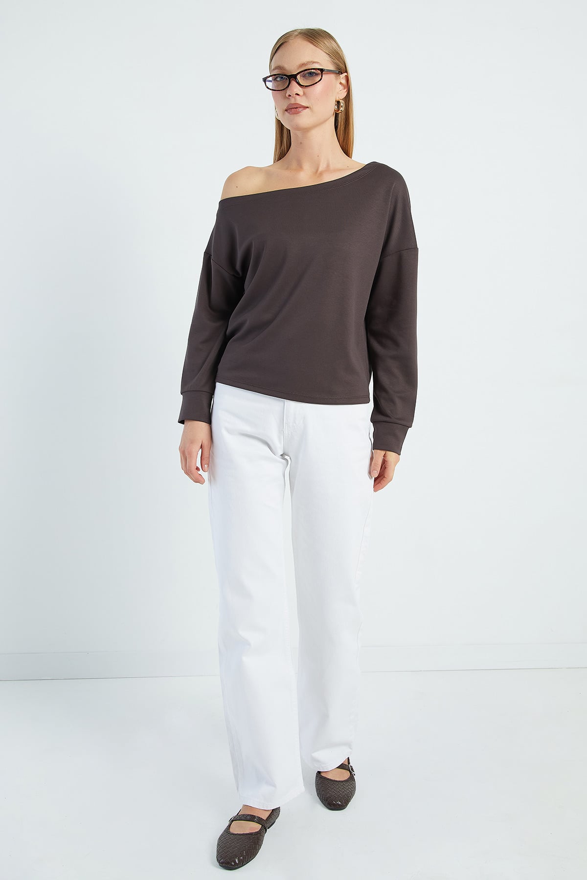 Basic Kayık Yaka Modal Sweatshirt 3