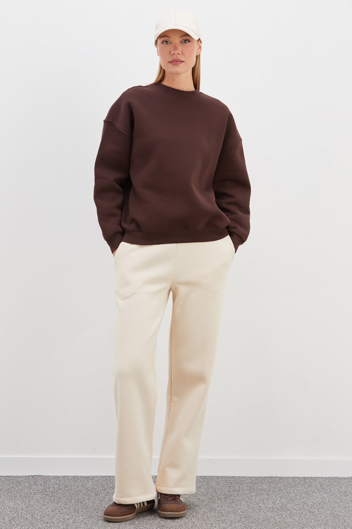 3 İplik Basic Bisiklet Yaka Oversize Sweatshirt 3