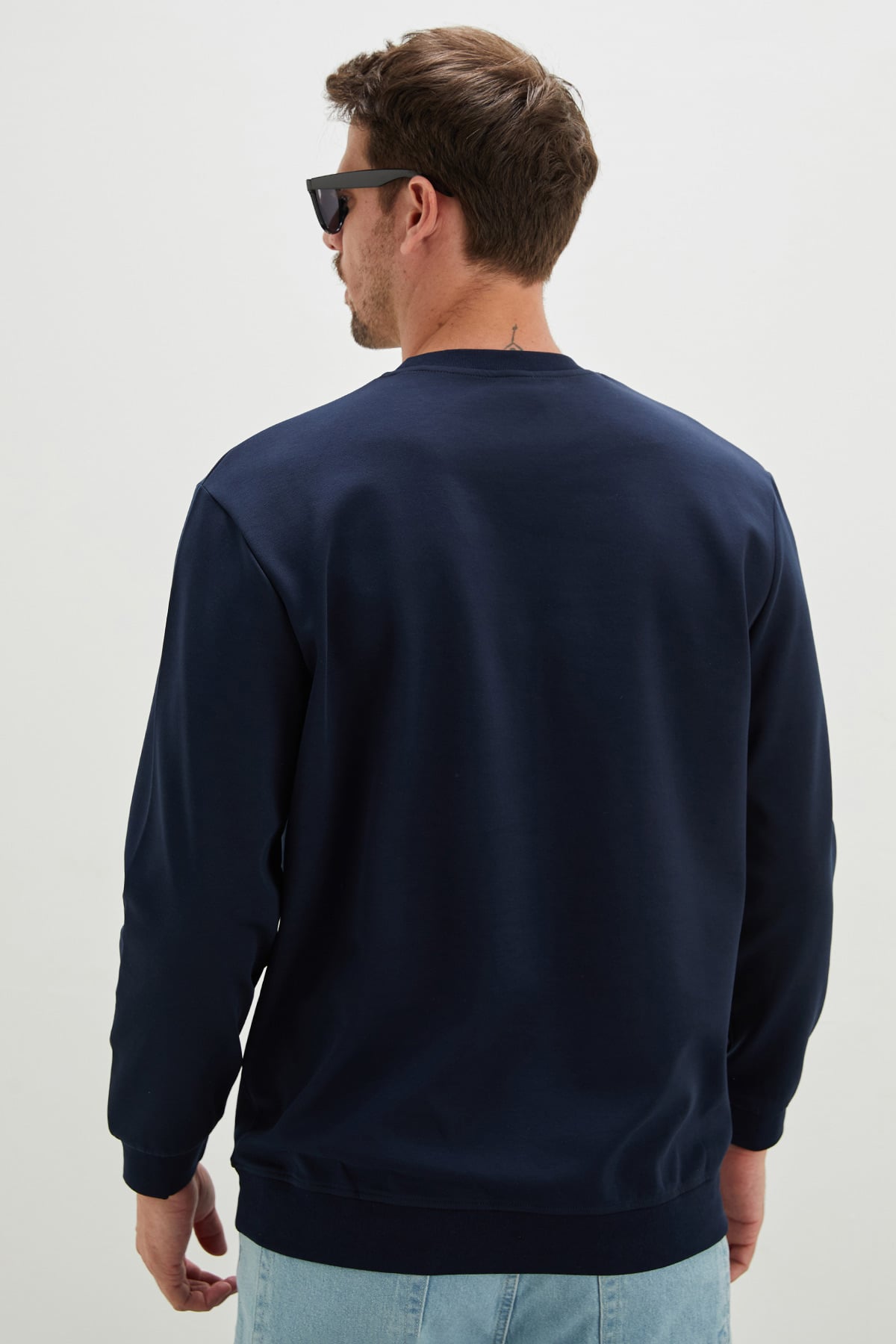 Kabartma Baskılı Çimalı Bisiklet Yaka Sweatshirt 8