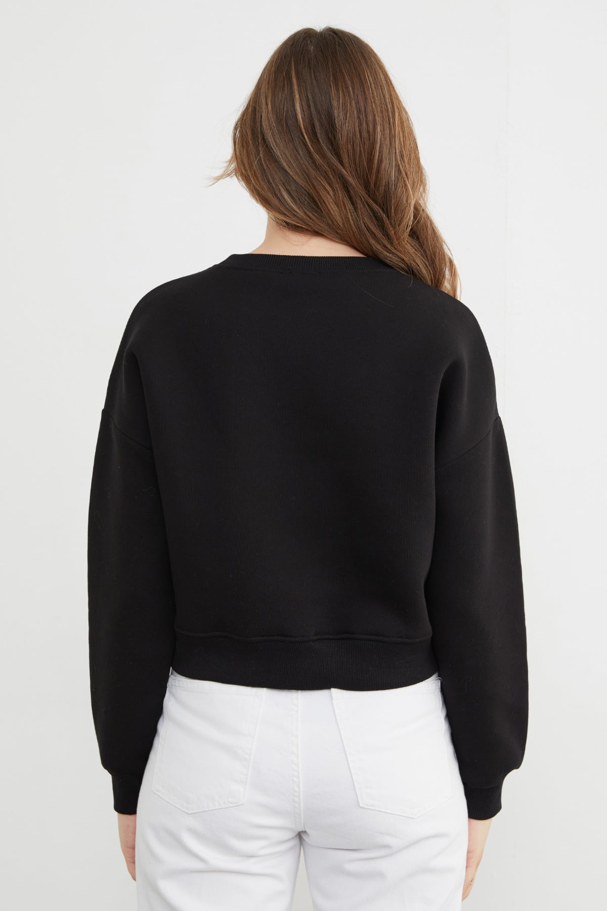 3 İplik Kalp Nakışlı Bisiklet Yaka Sweatshirt 6