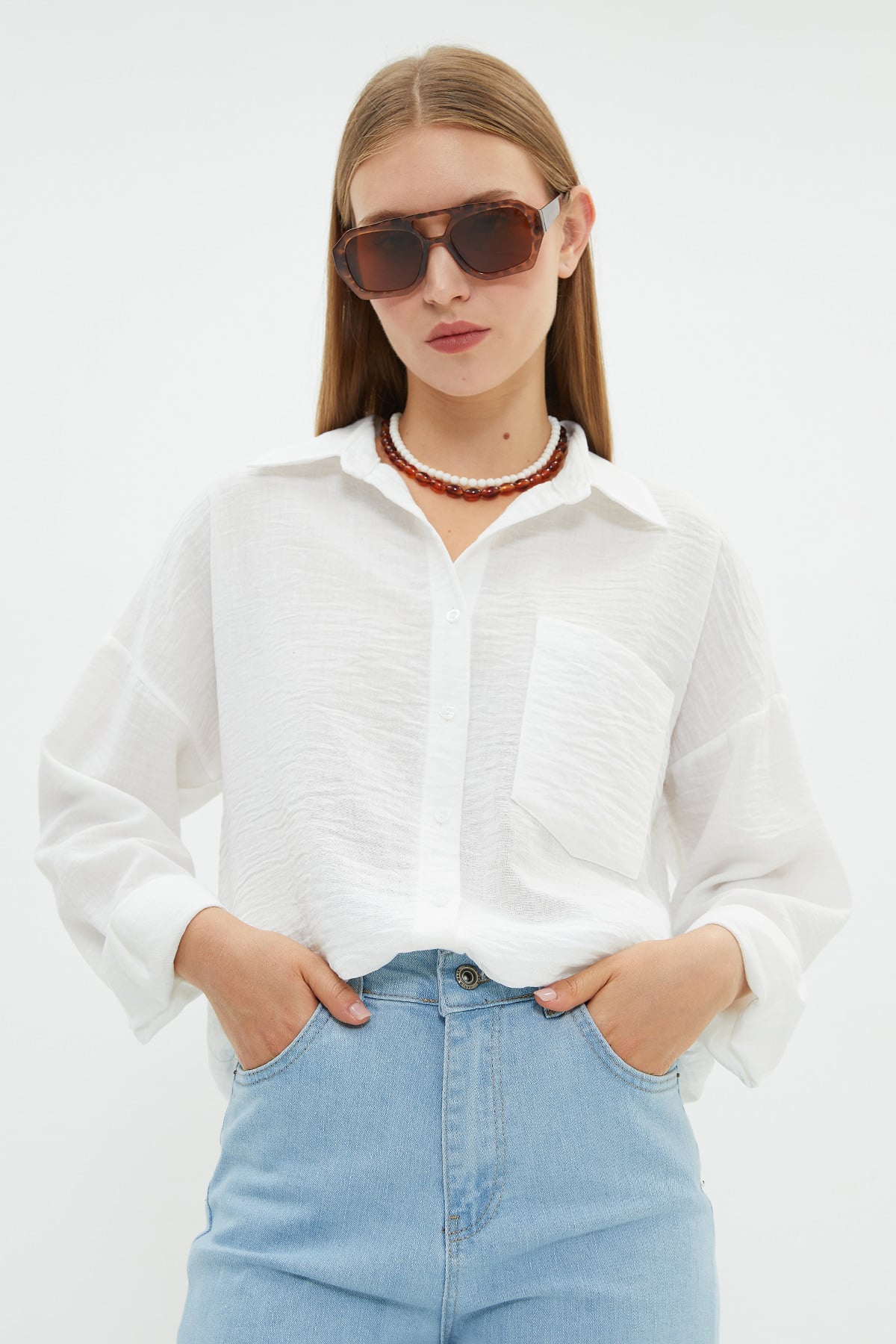 Basic Tek Cepli Oversize Gömlek 2