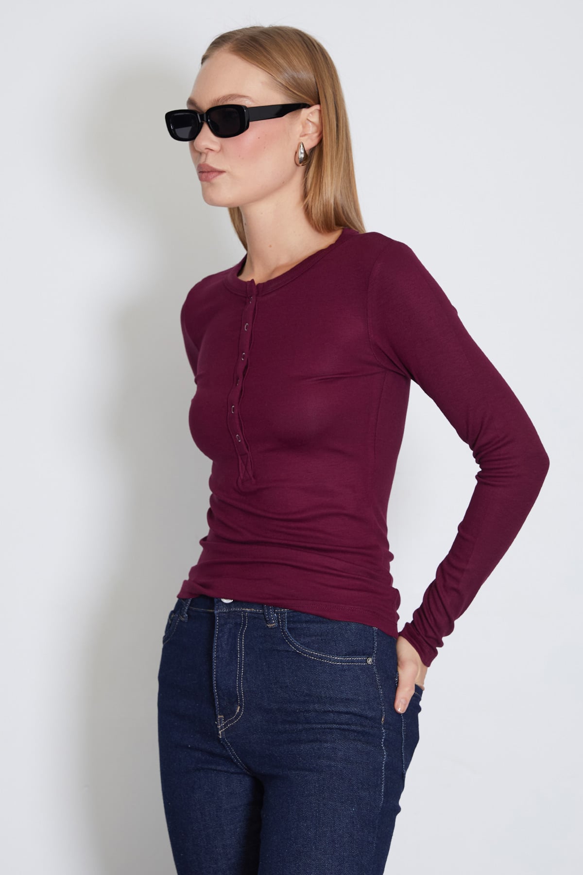 Yarım Çıtçıtlı Slim Fit Bluz 4