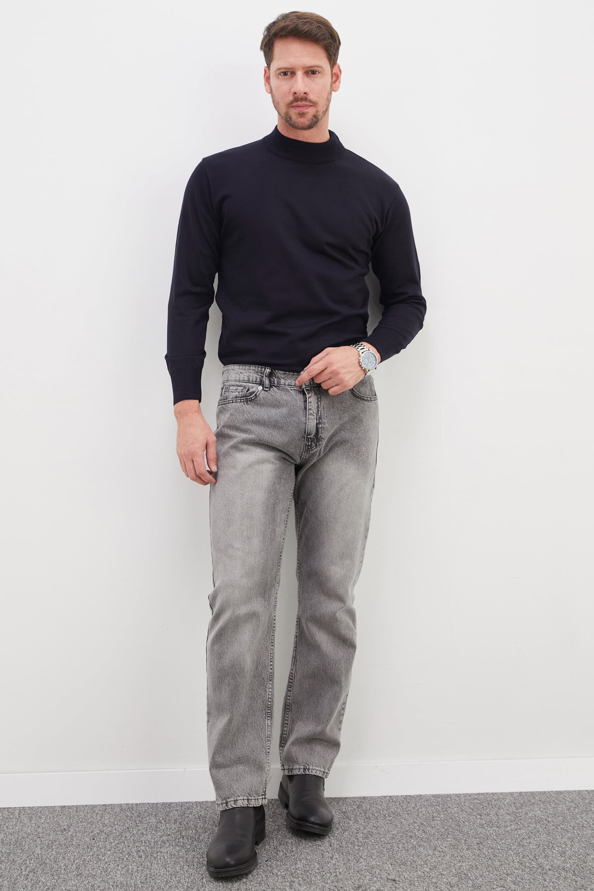 Basic Dik Yaka Regular Fit Triko Kazak 3