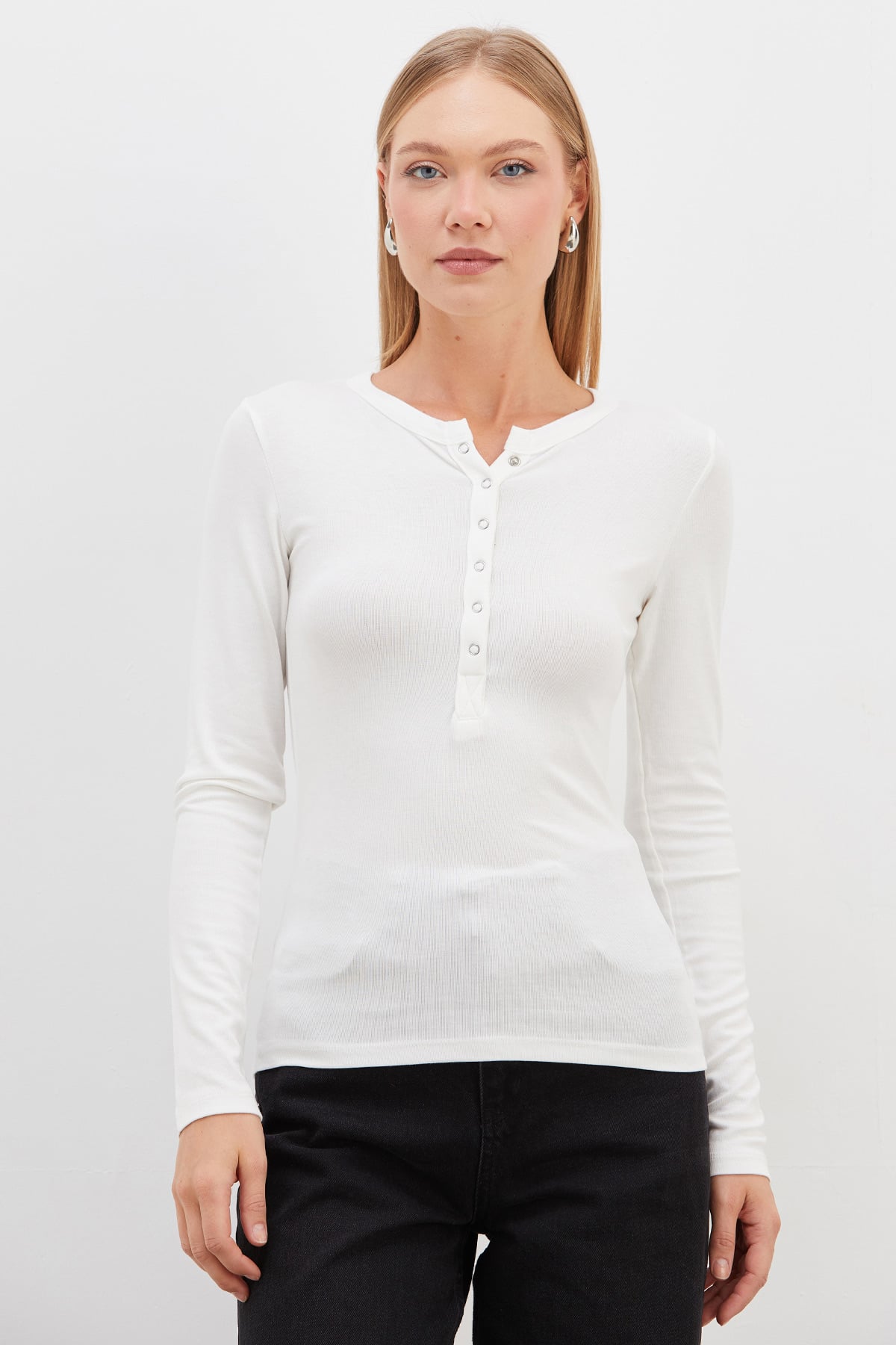 Yarım Çıtçıtlı Slim Fit Bluz 6