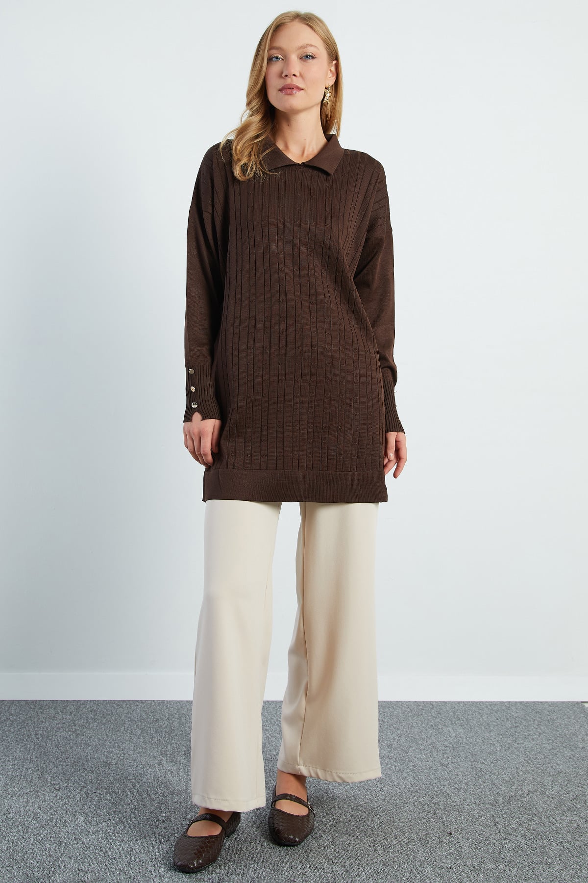 Fullamodest Jakarlı Polo Yaka Tunik 3