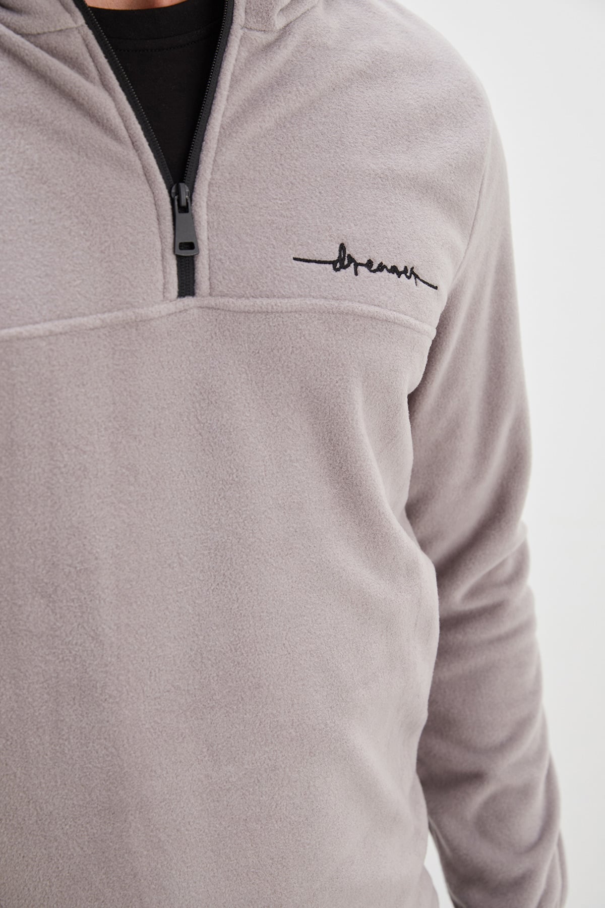 Yarım Fermuarlı Kapüşonlu Polar Sweatshirt 4