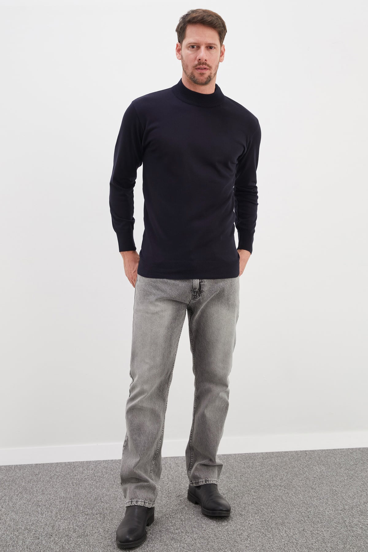 Basic Dik Yaka Regular Fit Triko Kazak 5