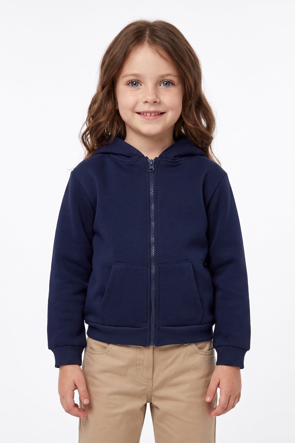 3 İplik Kapüşonlu Fermuarlı Unisex Çocuk Sweatshirt 2