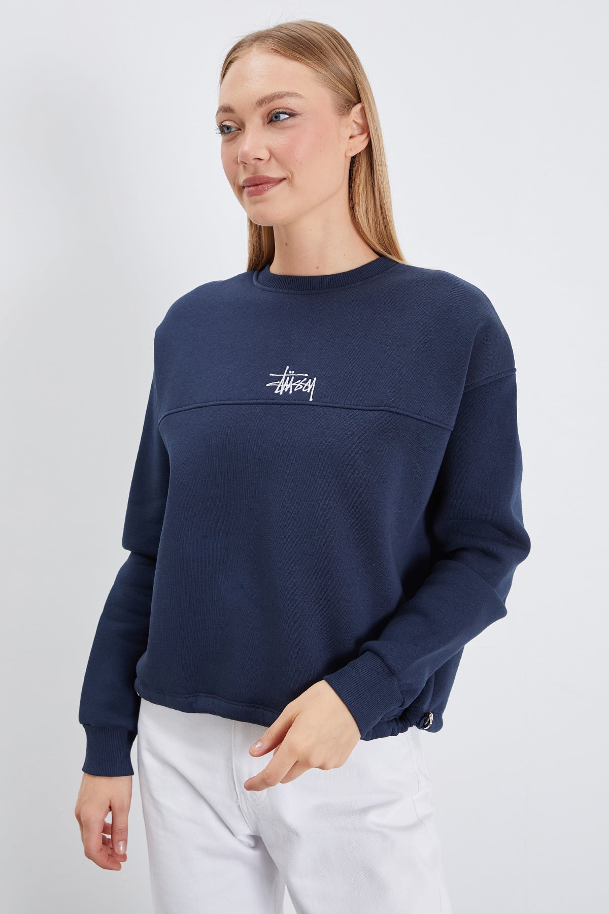 3 İplik İmza Nakışlı Stoperli Oversize Sweatshirt 3