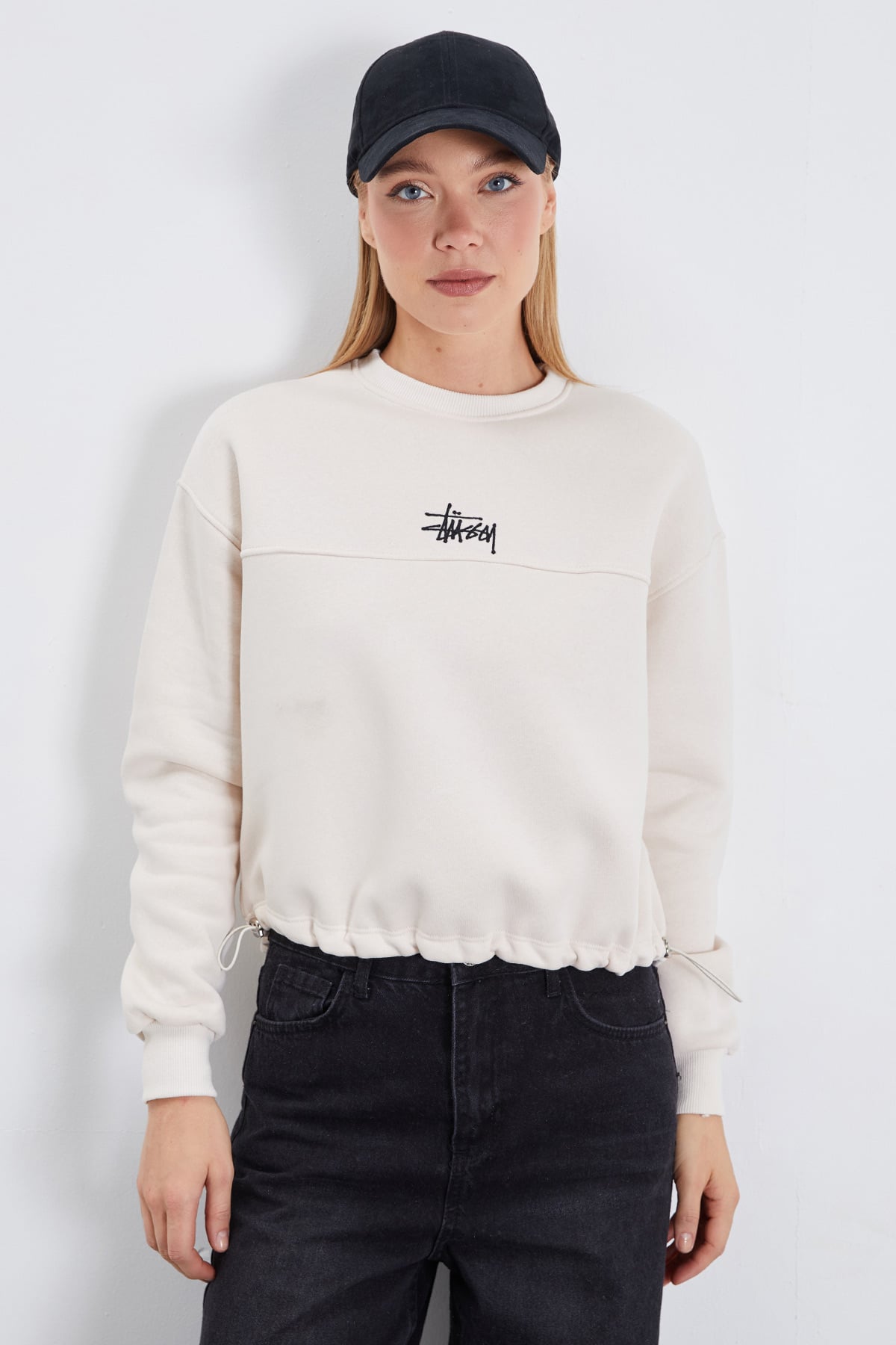 3 İplik İmza Nakışlı Stoperli Oversize Sweatshirt 6