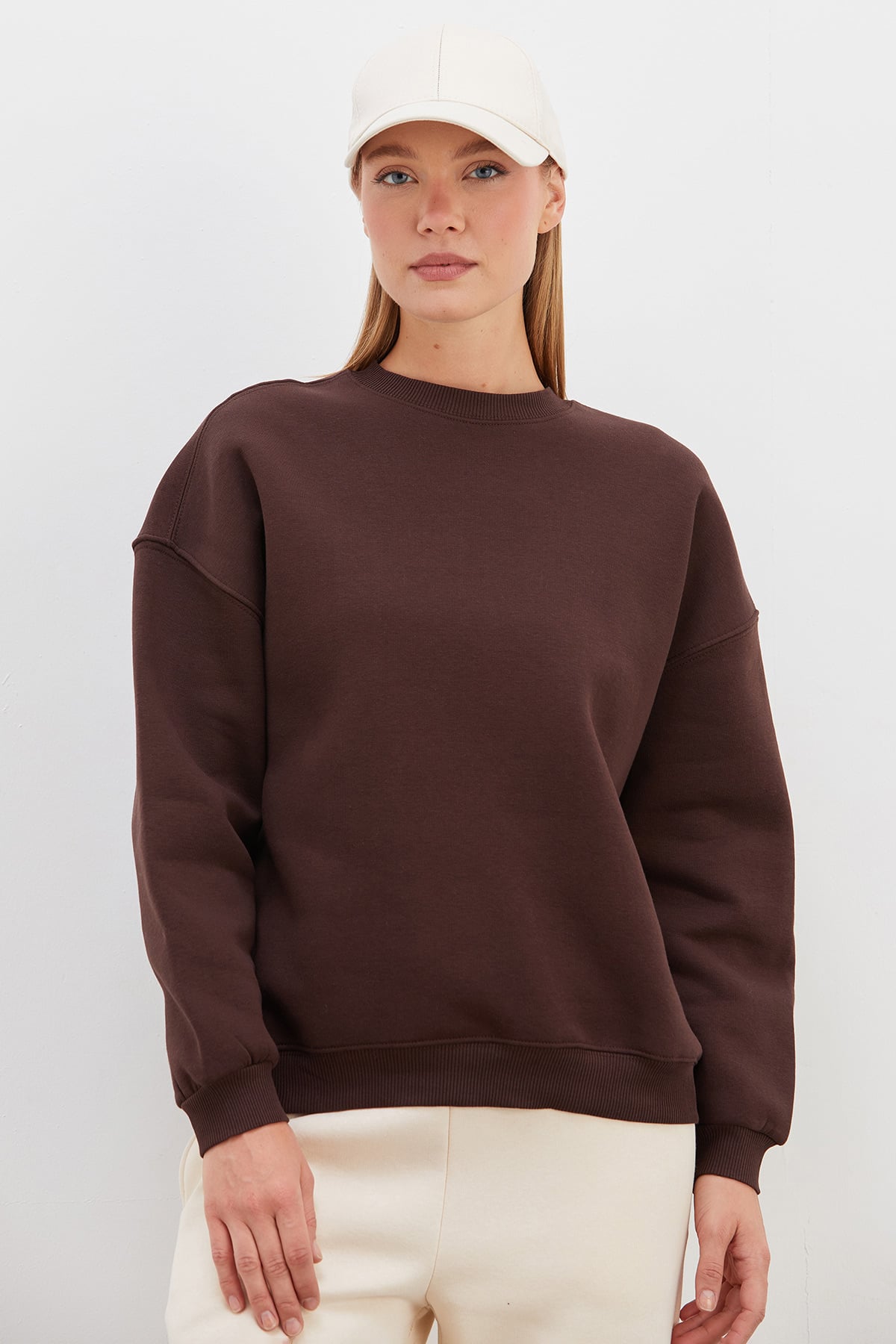 3 İplik Basic Bisiklet Yaka Oversize Sweatshirt 5