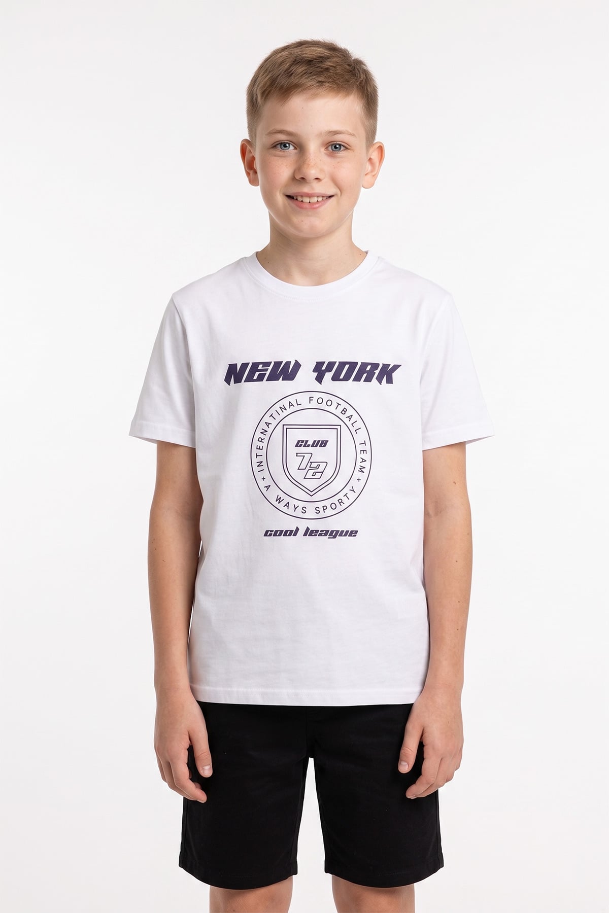 %100 Pamuk New York Yazı Baskılı Erkek Çocuk Tişört 2