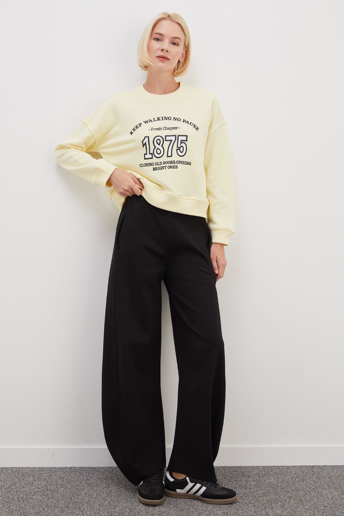 3 İplik Şardonsuz 1875 Baskılı Oversize Sweatshirt 2