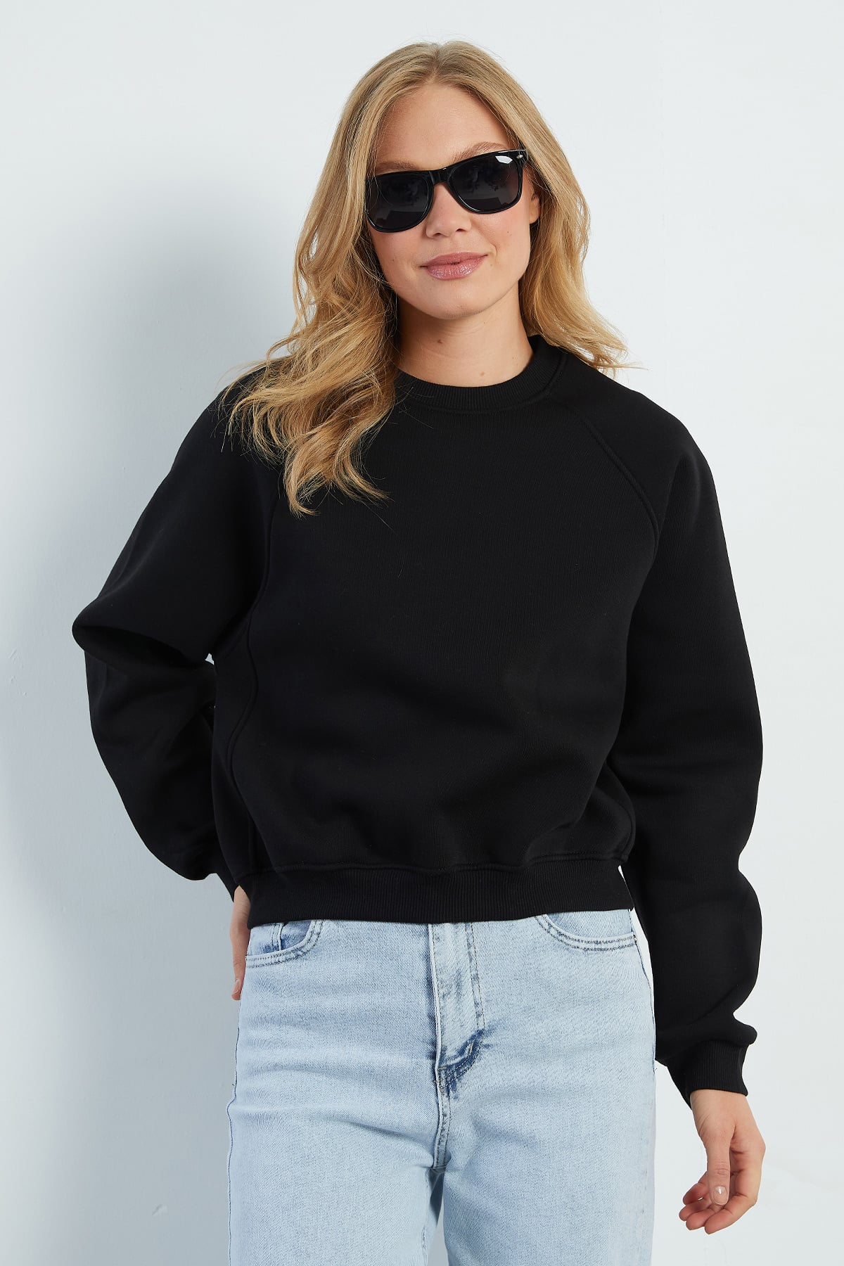 3 İplik Basic Bisiklet Yaka Oversize Sweatshirt 5