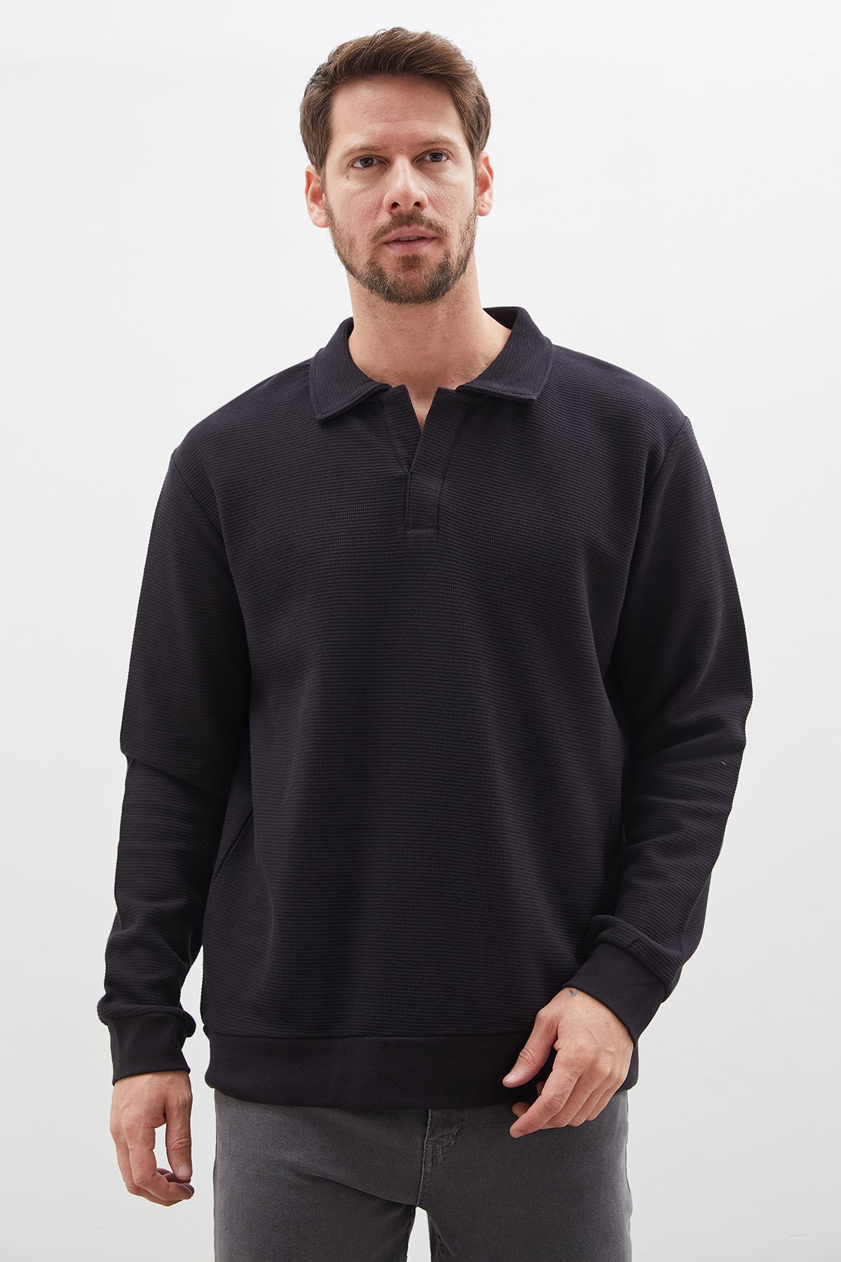 Petek Kumaş Apaş Yaka Regular Sweatshirt 6