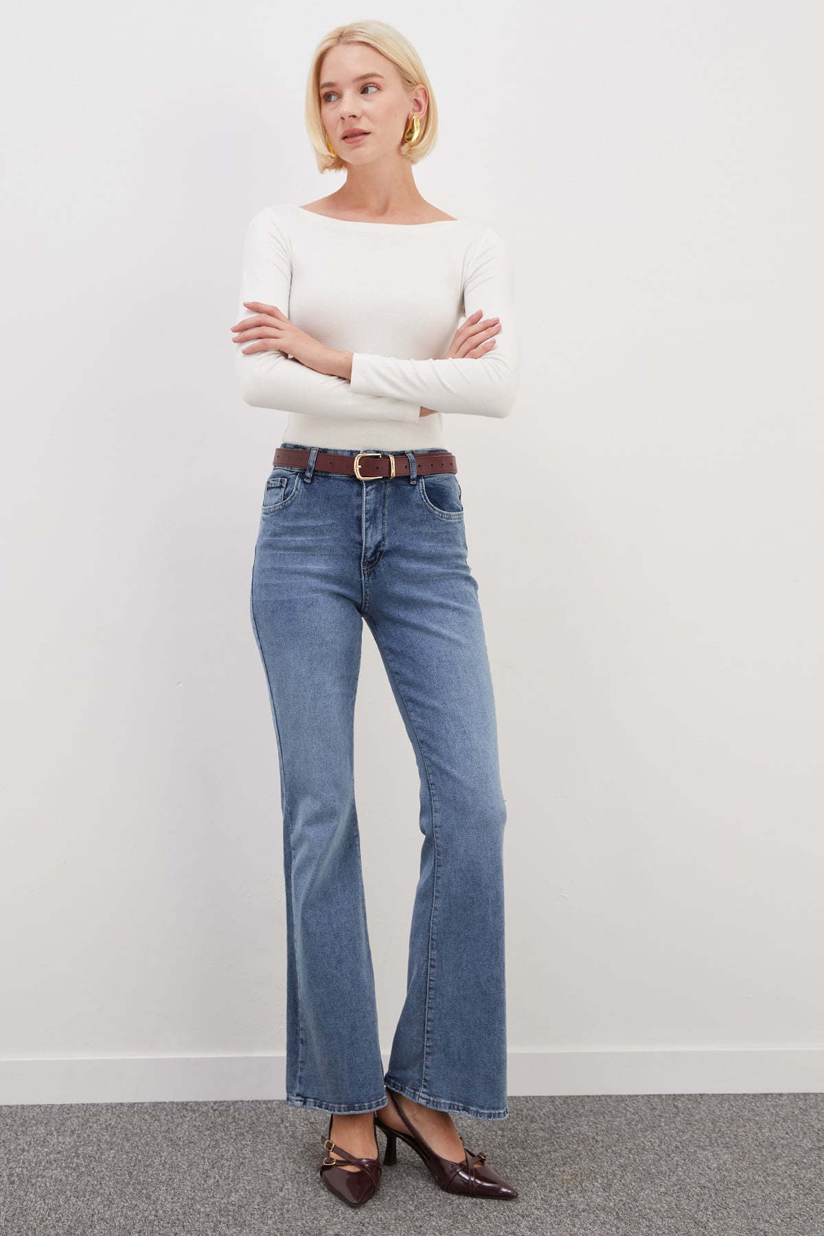 Yüksek Bel Flare Jean 5