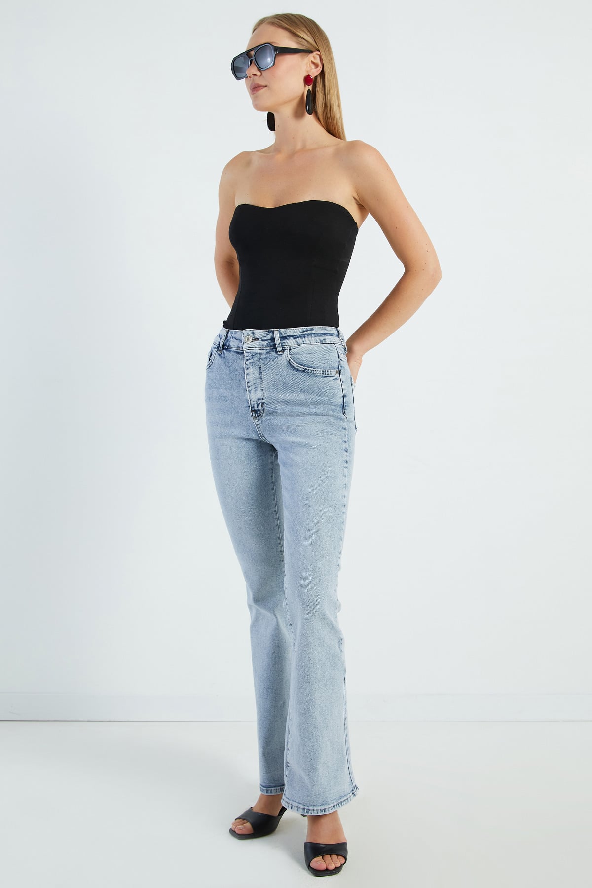 Yüksek Bel Flare Jean 4