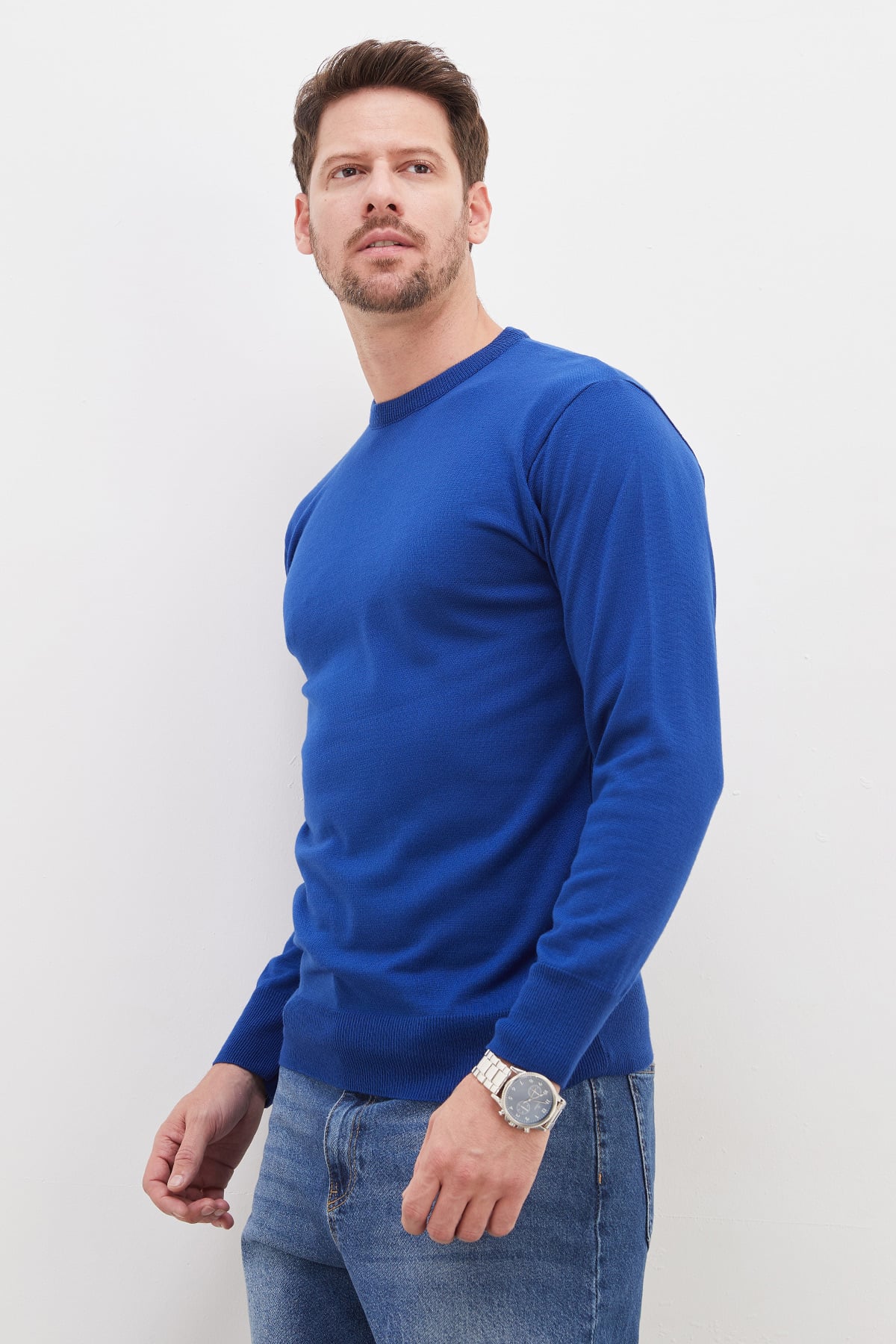 Basic Bisiklet Yaka Regular Fit Triko Kazak 6