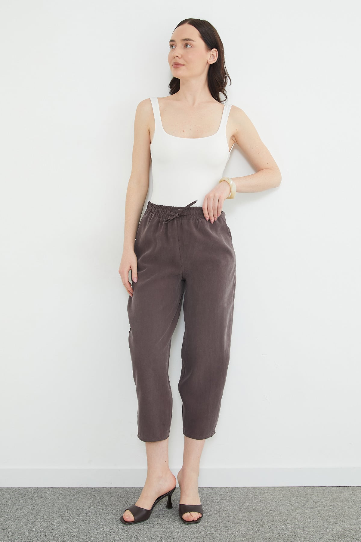 Beli Lastikli Cepli Tencel Kumaş Pantolon 5