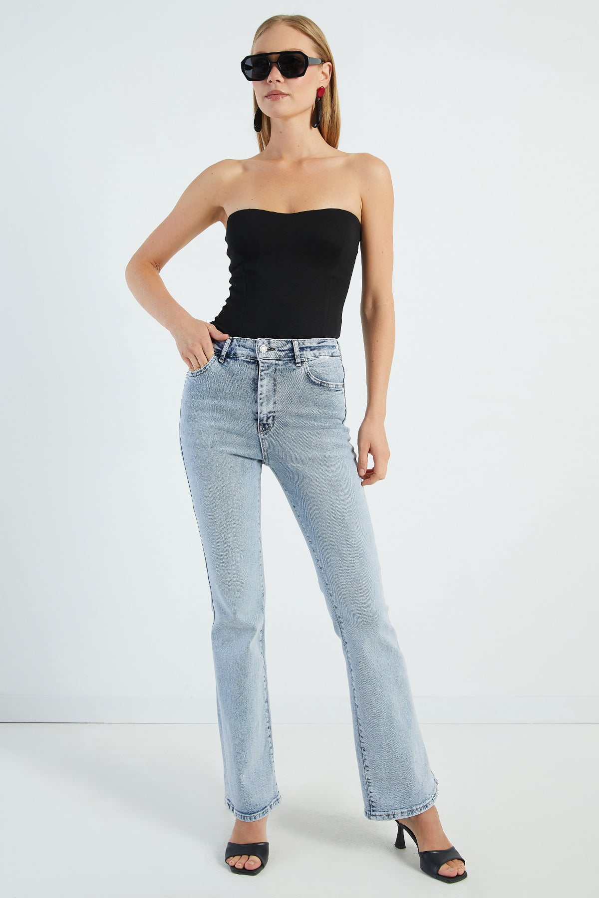 Yüksek Bel Flare Jean 2