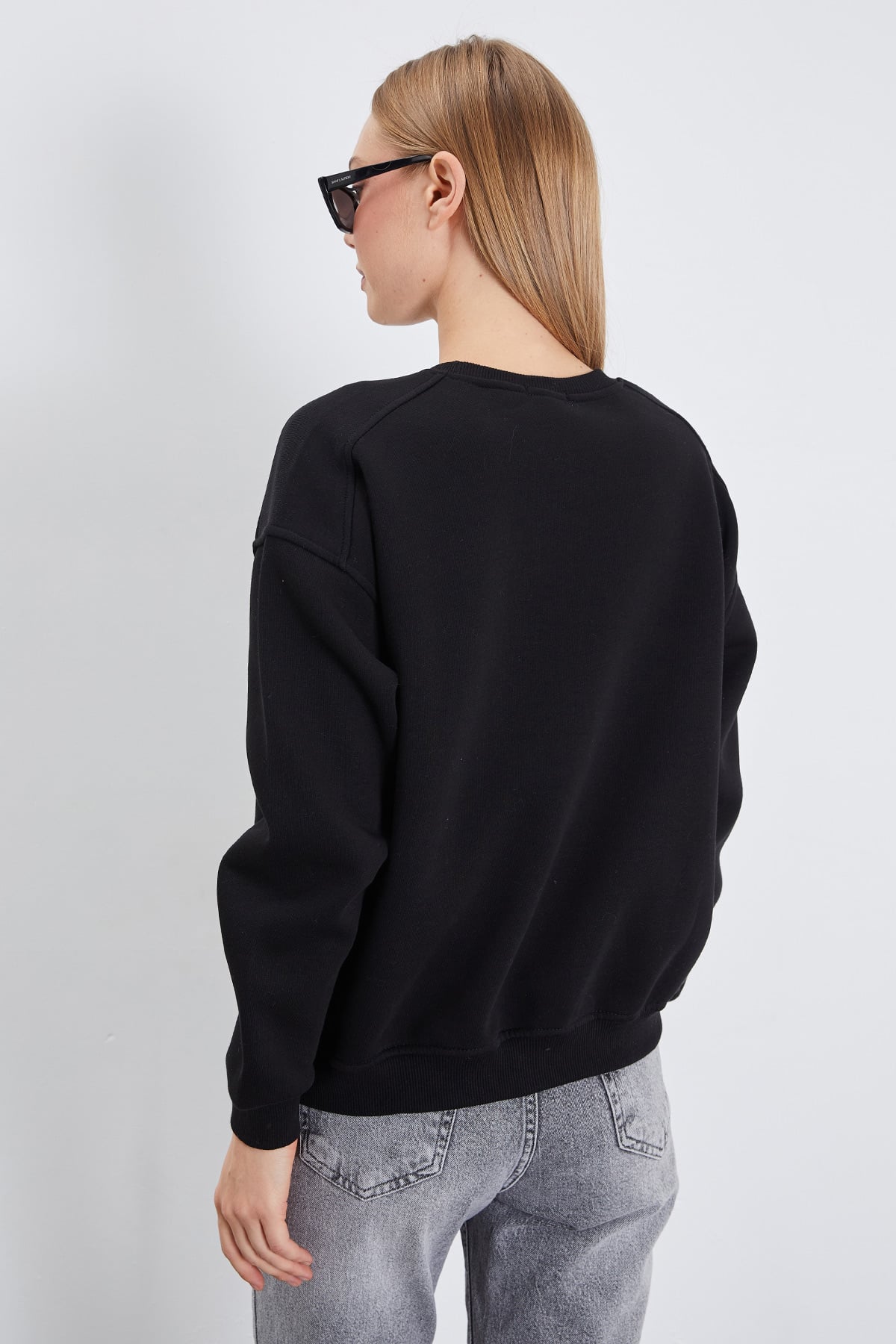 3 İplik Basic Bisiklet Yaka Oversize Sweatshirt 6