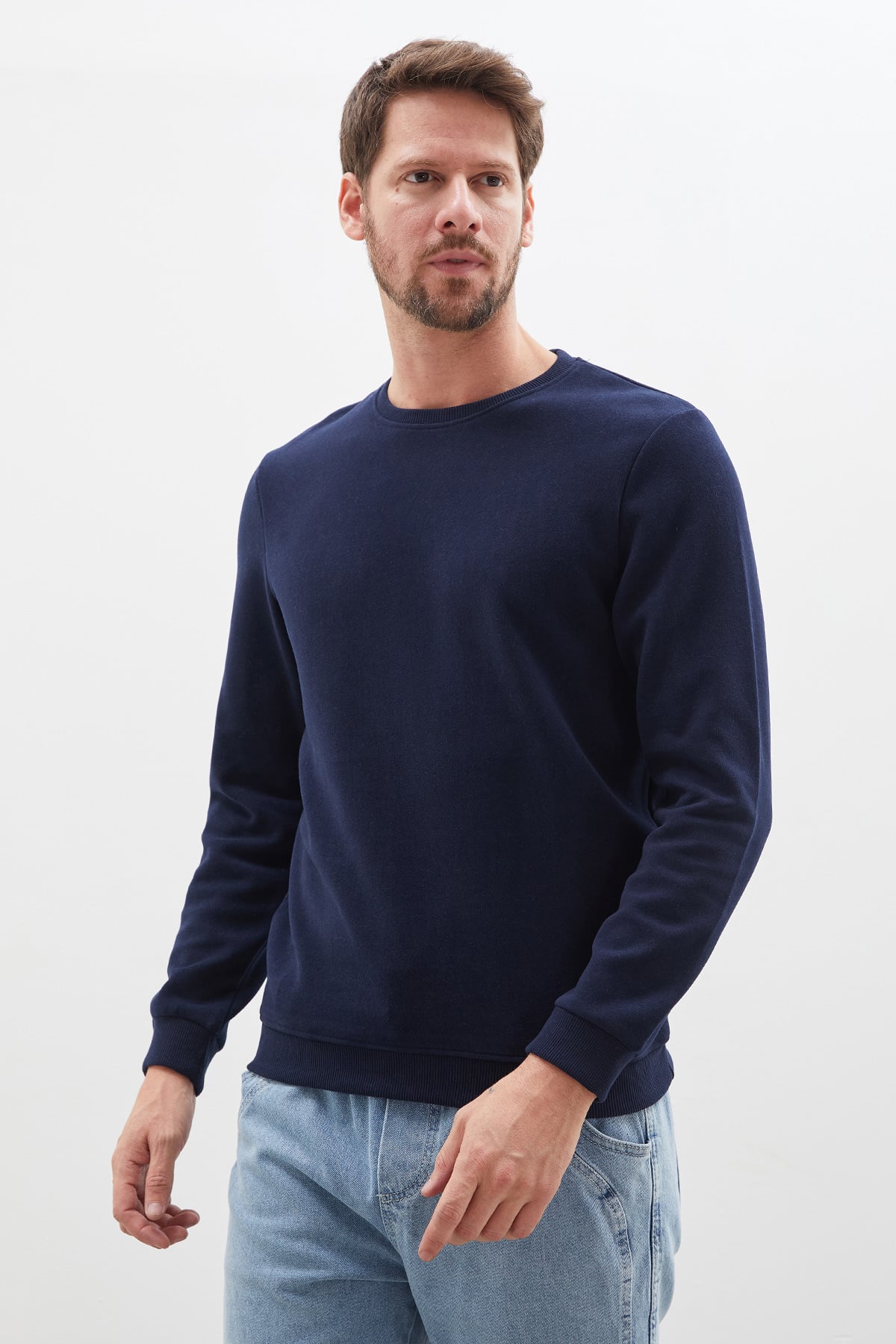 Fitilli Bisiklet Yaka Selanik Örgü Sweatshirt 3