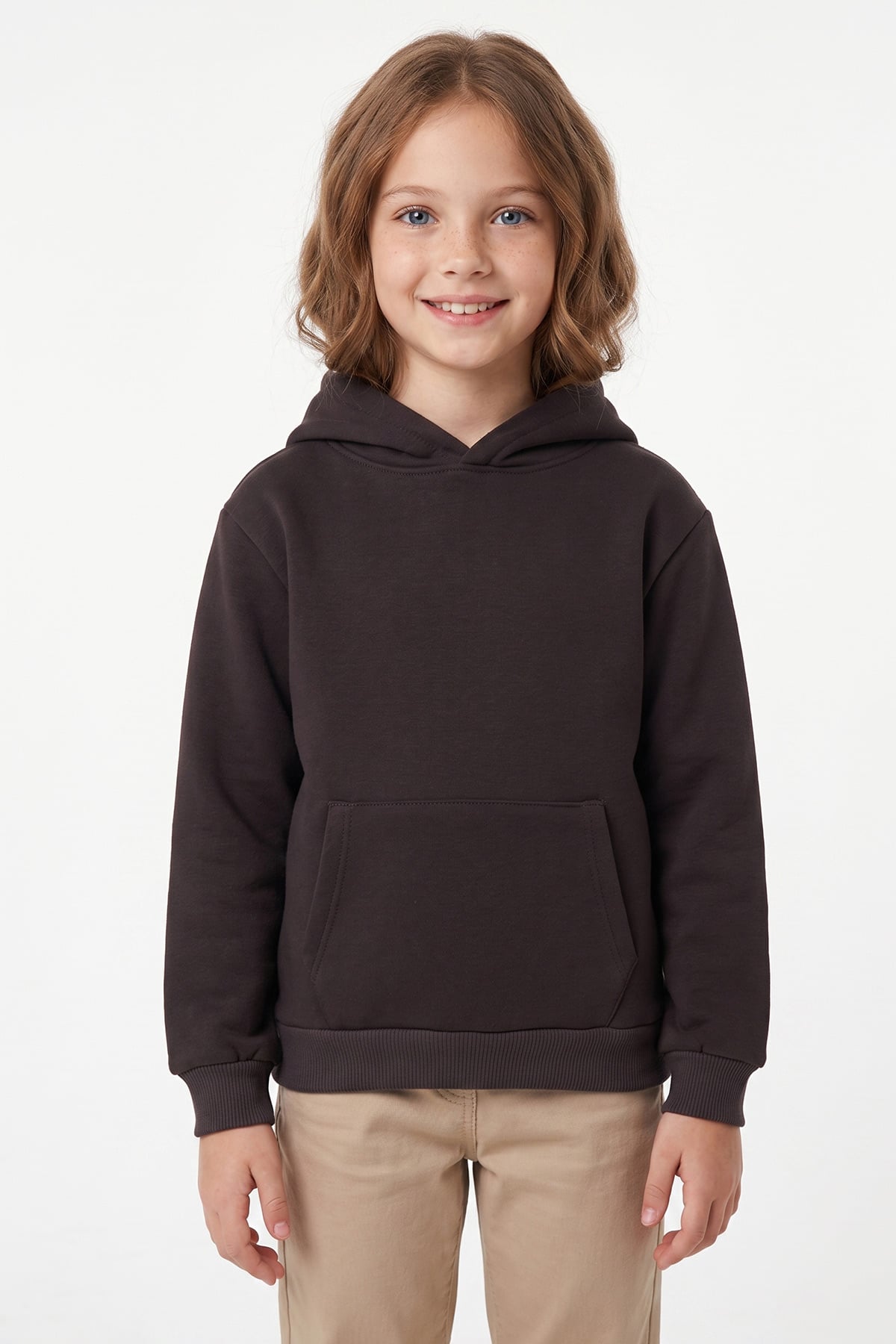 3 İplik Kanguru Cepli Kapüşonlu Unisex Çocuk Sweatshirt 3