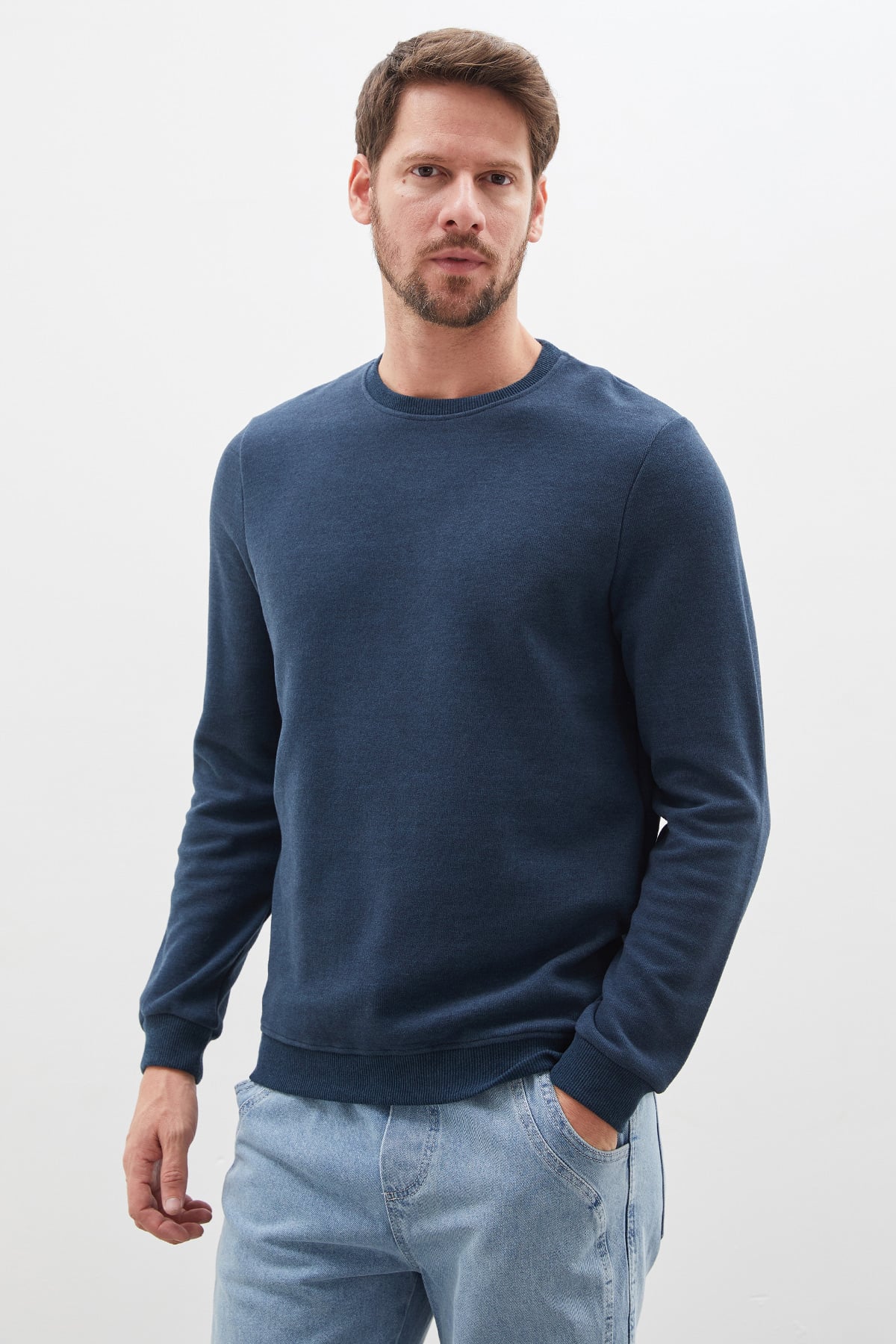 Fitilli Bisiklet Yaka Selanik Örgü Sweatshirt 3