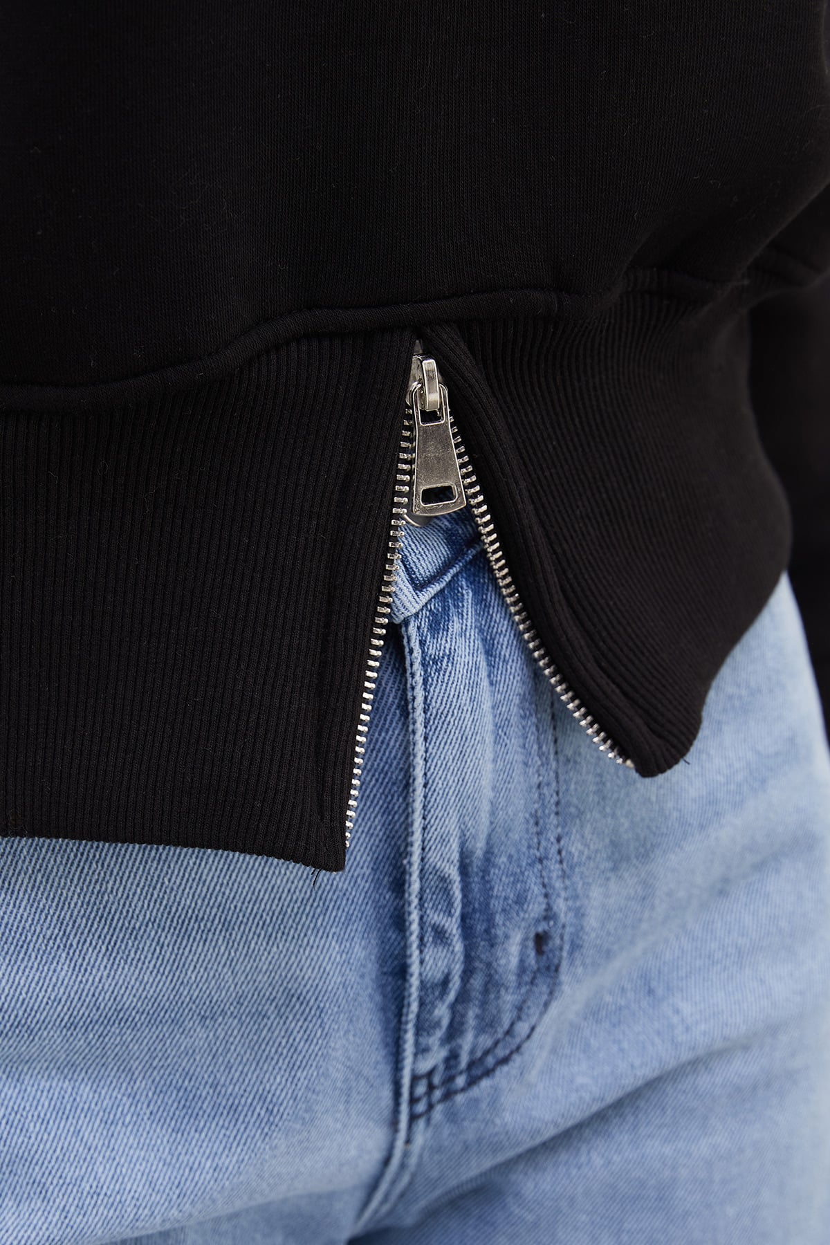 3 İplik Eteği Fermuarlı Bisiklet Yaka Crop Sweatshirt 5