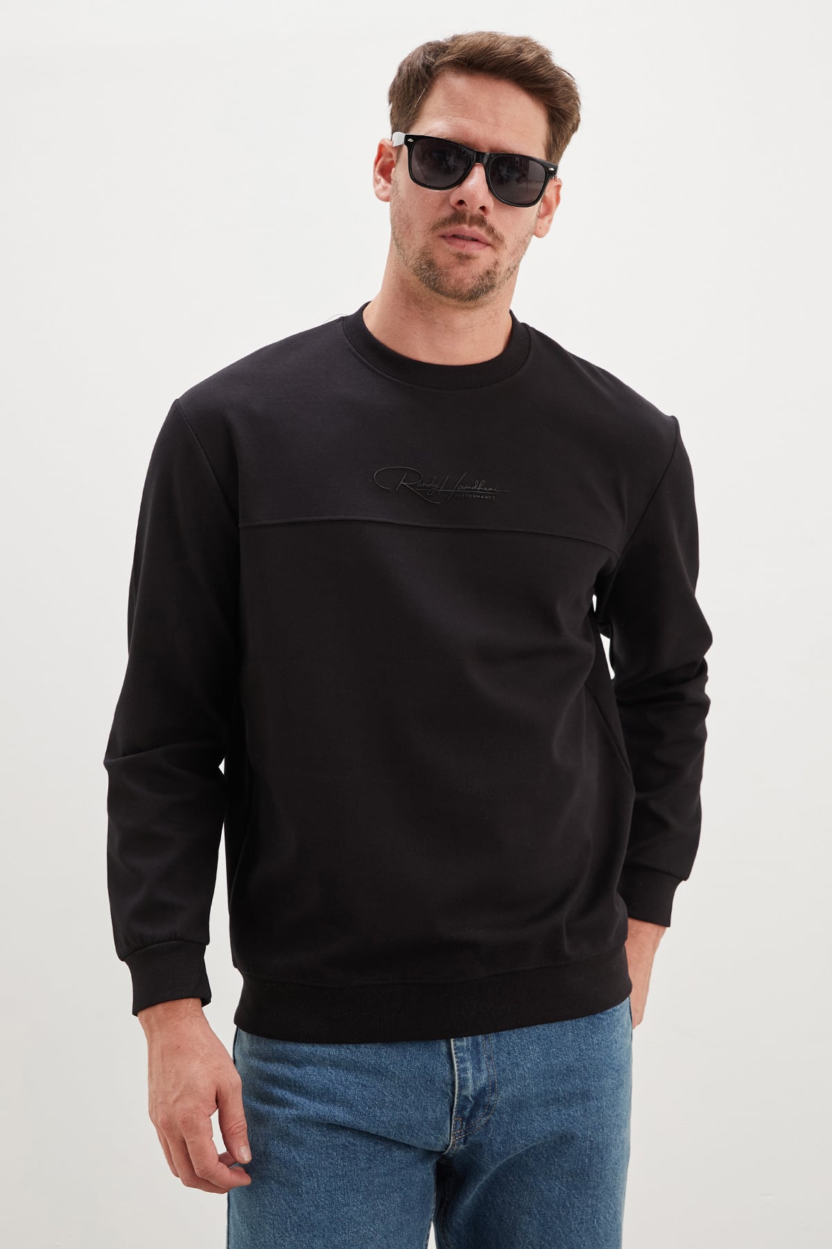 Kabartma Baskılı Çimalı Bisiklet Yaka Sweatshirt 6