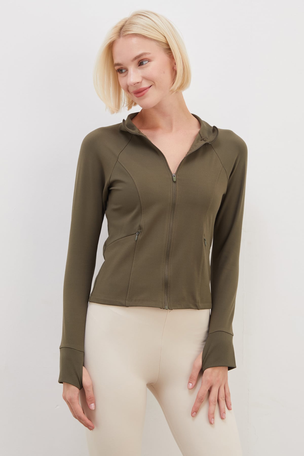 Parmak Geçirmeli Dalgıç Kumaş Slim Fit Ceket 6