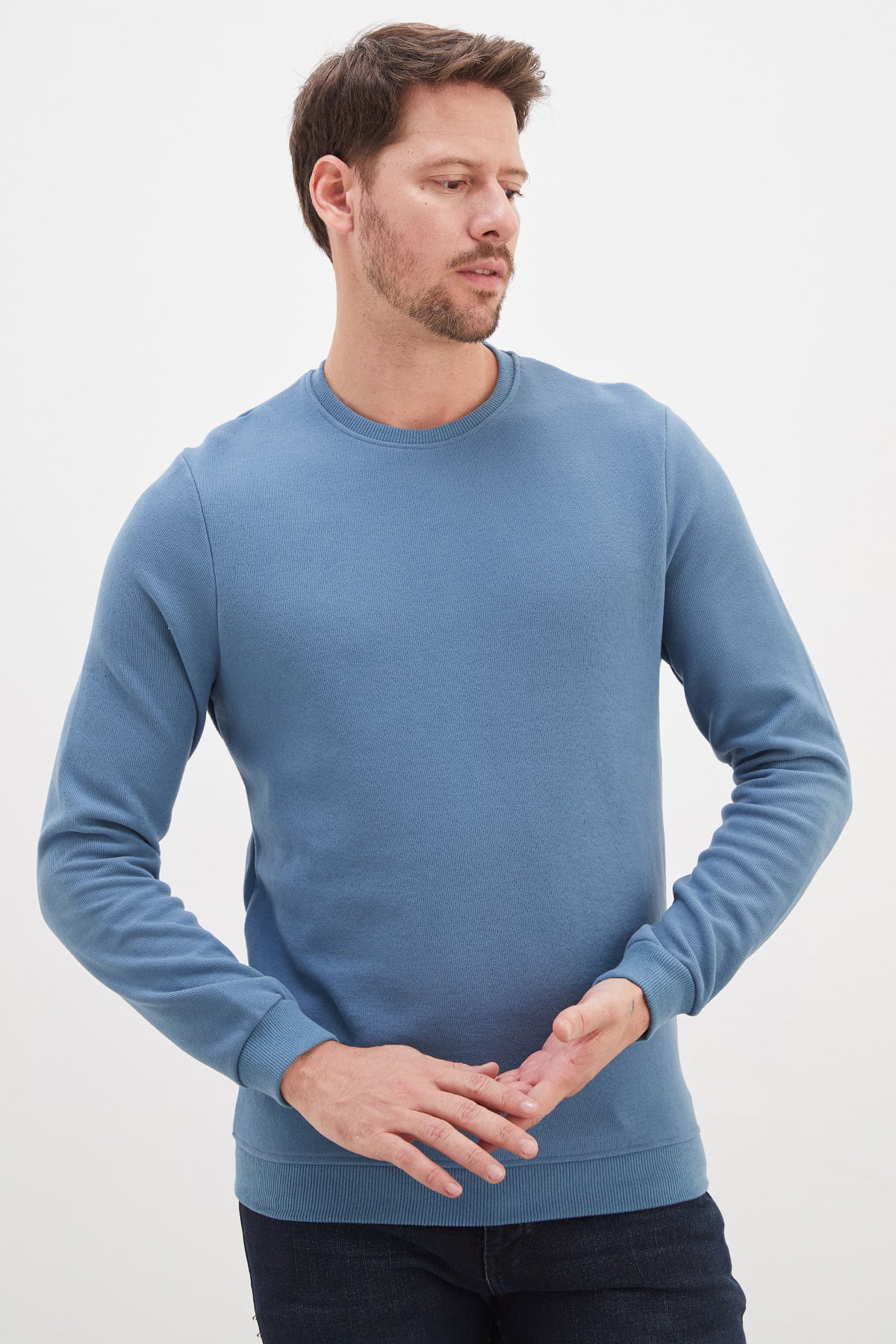 Fitilli Bisiklet Yaka Selanik Örgü Sweatshirt 4