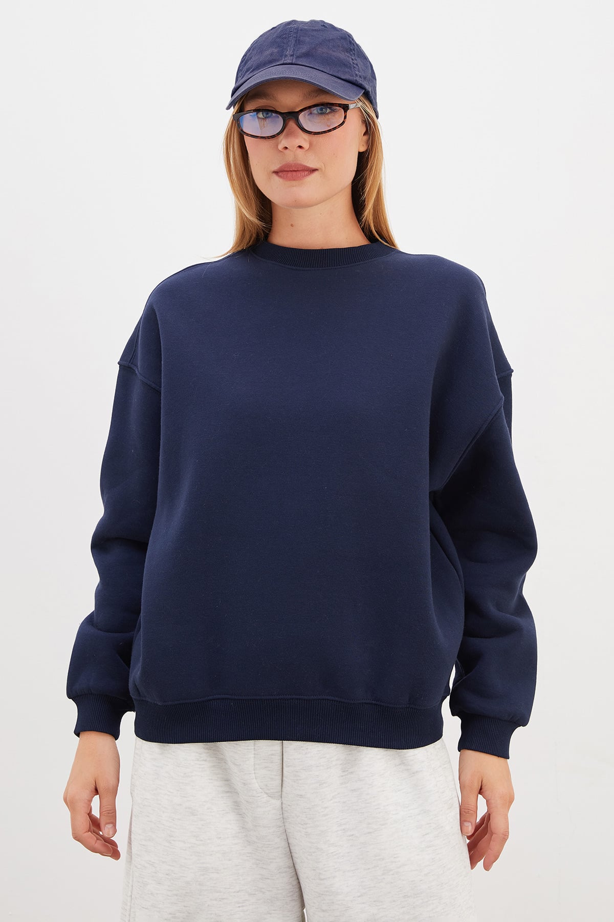 3 İplik Basic Bisiklet Yaka Oversize Sweatshirt 7