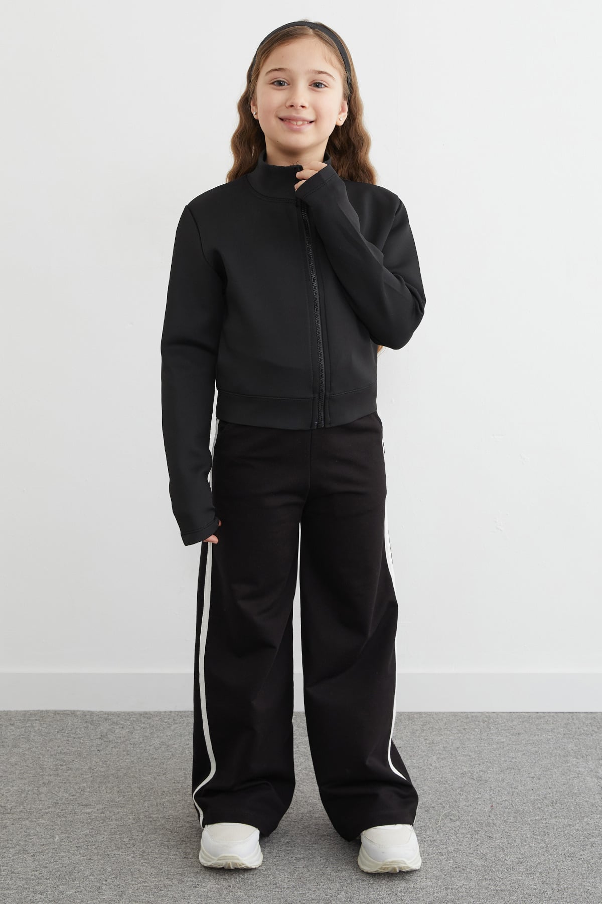 Fermuarlı Dalgıç Kumaş Kız Çocuk Sweatshirt 4