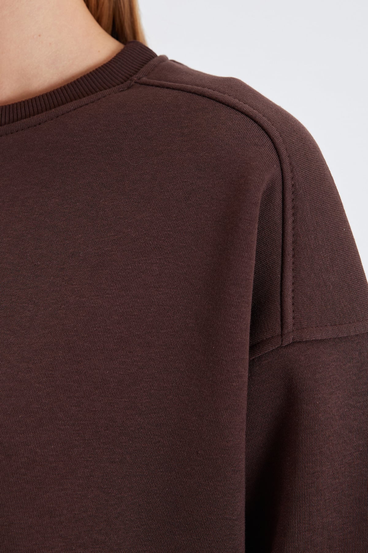 3 İplik Basic Bisiklet Yaka Oversize Sweatshirt 8