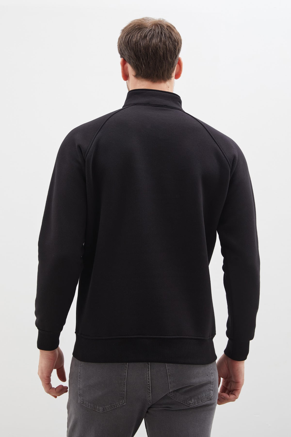 3 İplik Yarım Fermuarlı Dik Yaka Kanguru Cepli Sweatshirt 8